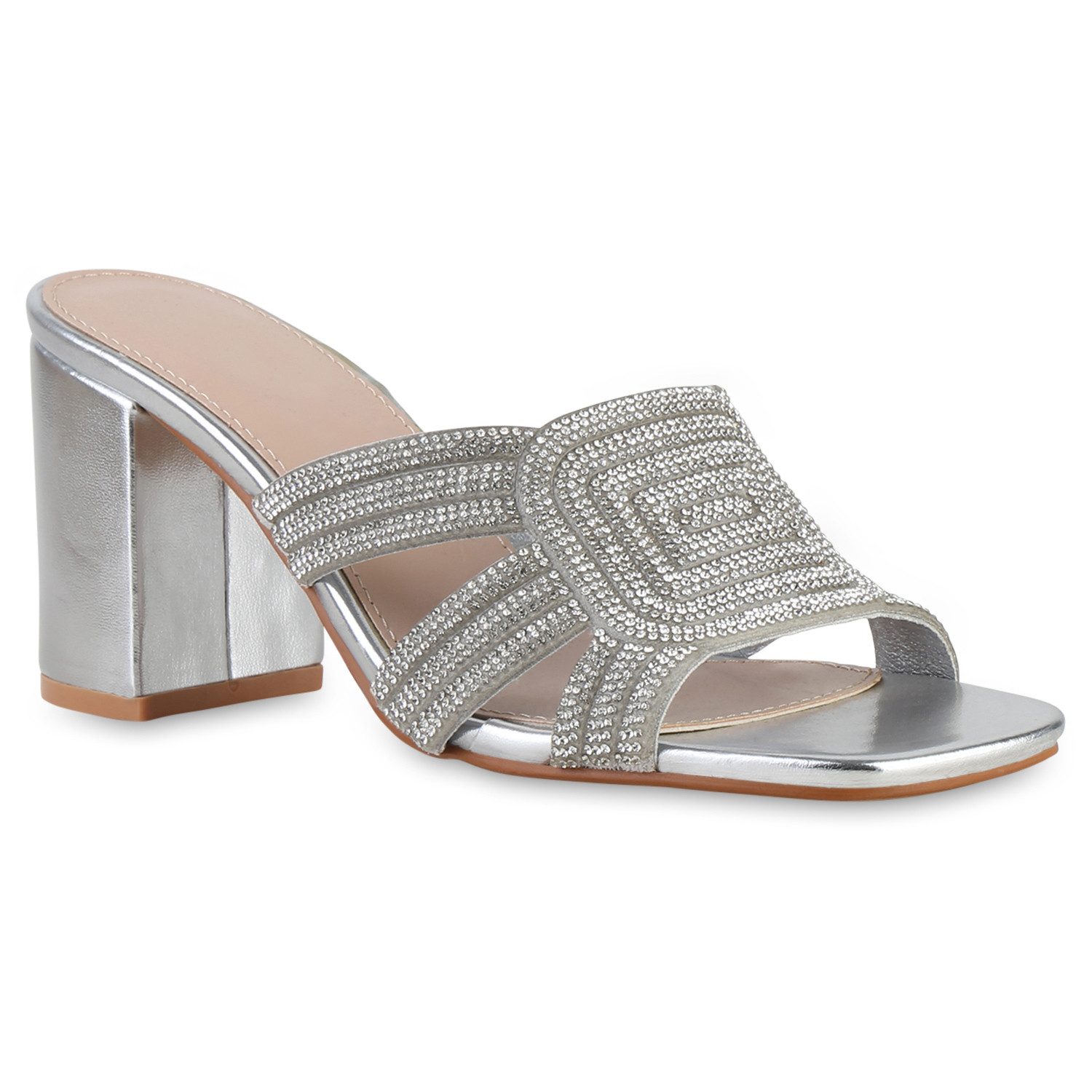 VAN HILL 841549 Sandalette Damen Pantoletten Sandaletten Klassische Strass günstig online kaufen