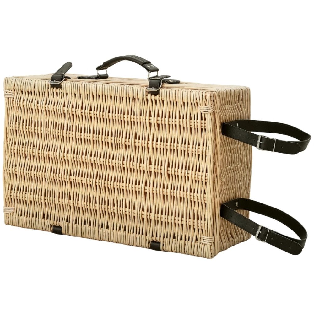 CHICFURN Picknickkorb Picknickkoffer aus Weidenholz für 4 Personen mit Kühlfach (Packung, 1 St., Inklusive Besteckset, Picknickdecke und Zubehör für Camping & Strand), Komplettes Picknickset aus Naturholz für Freizeit und Reisen
