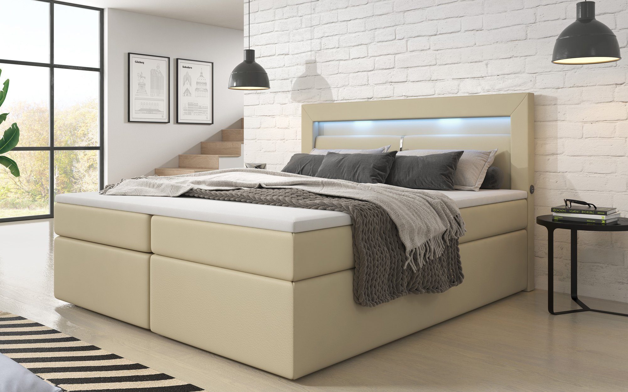 Luxusbetten24 Boxspringbett Repos, mit LED-Beleuchtung und günstig online kaufen