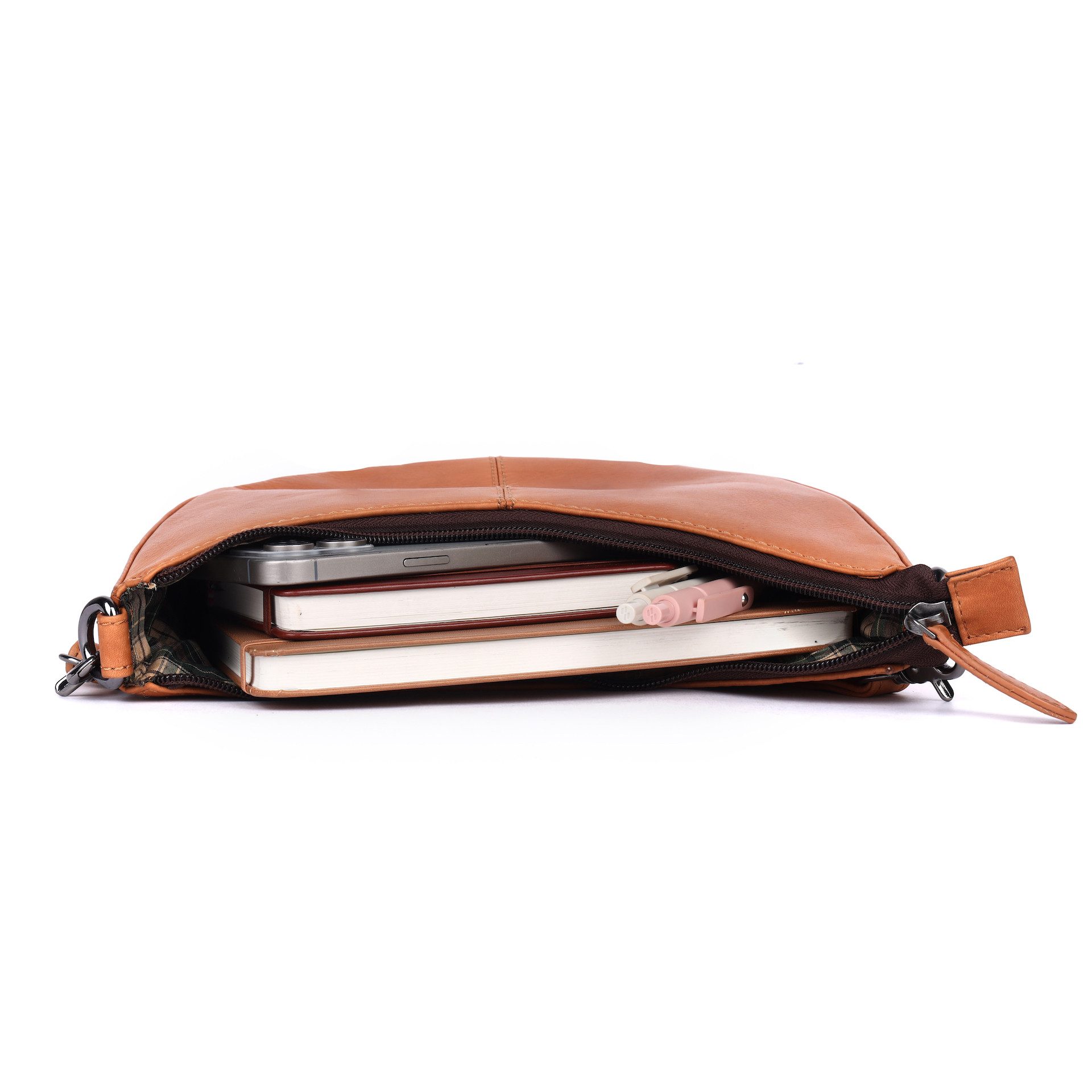Benthill Handtasche Damen Echt Leder Schultertasche Klein Vintage Hobo Bag Beutel, Reißverschlussfach – Bild 3 von 5