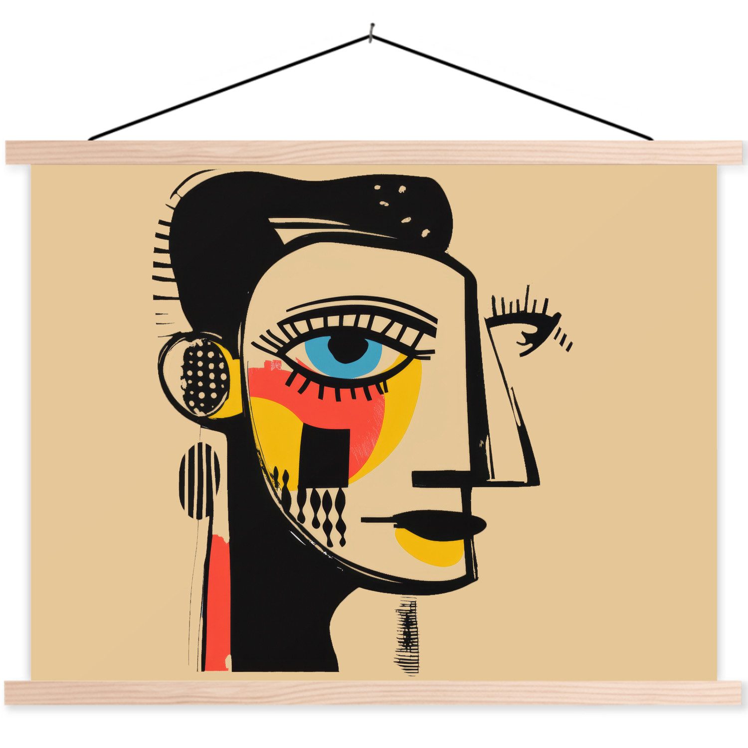 MuchoWow Poster Geometrisch - Leuchtende Farben - Kubistischer Stil, (1 St), Posterleiste, Textilposter für Wohnzimmer, Bilderleiste, 40x30 cm