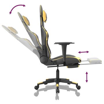 vidaXL Bürostuhl Gaming-Stuhl mit Fußstütze Schwarz und Golden Kunstleder Home Office S