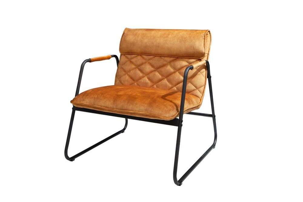 riess-ambiente Sessel MUSTANG LOUNGER senfgelb, Loungesessel · Samt-Bezug · Wohnzimmer · Retro
