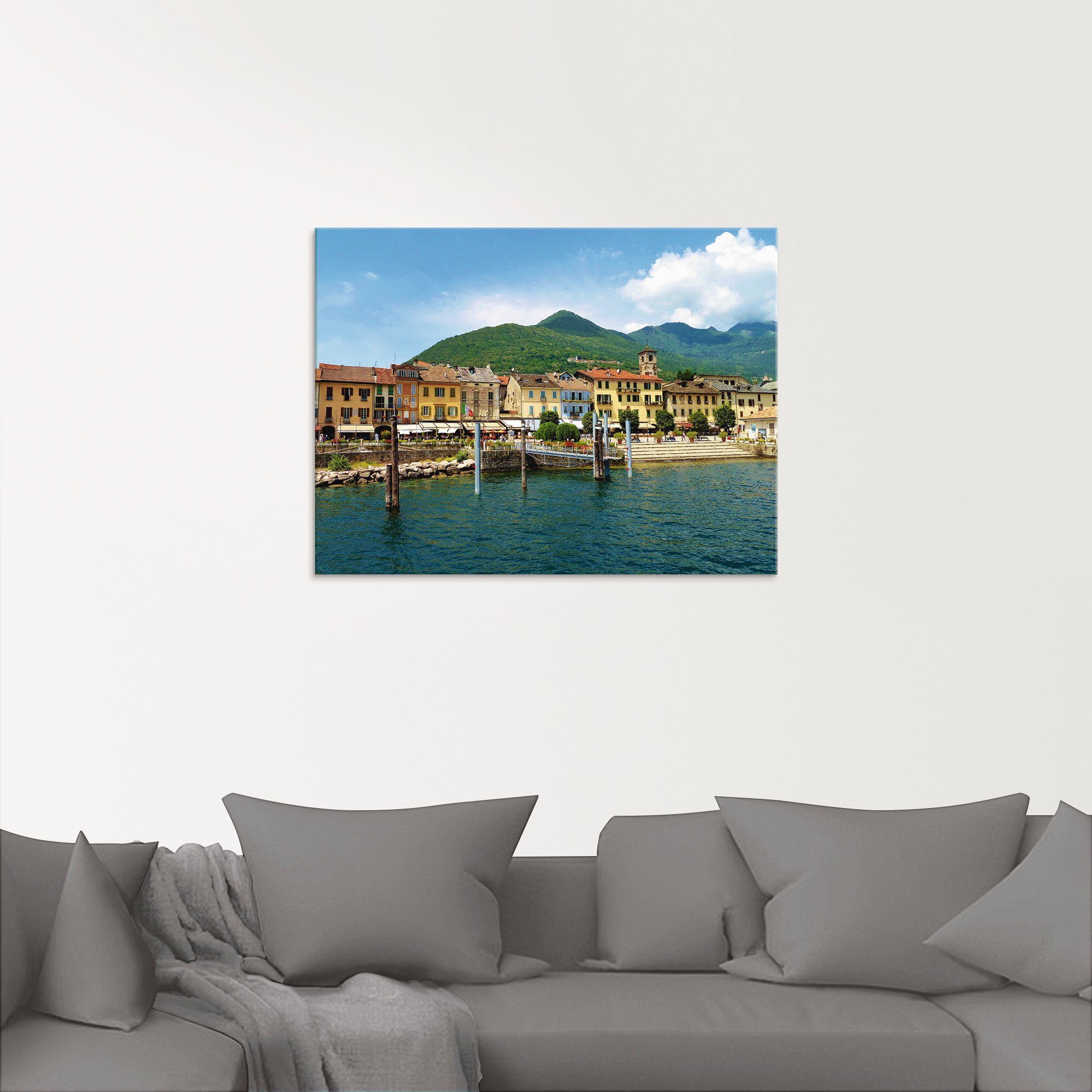 am St), verschiedenen in Größen Gewässer Lago Maggiore, (1 Glasbild Cannobio Artland