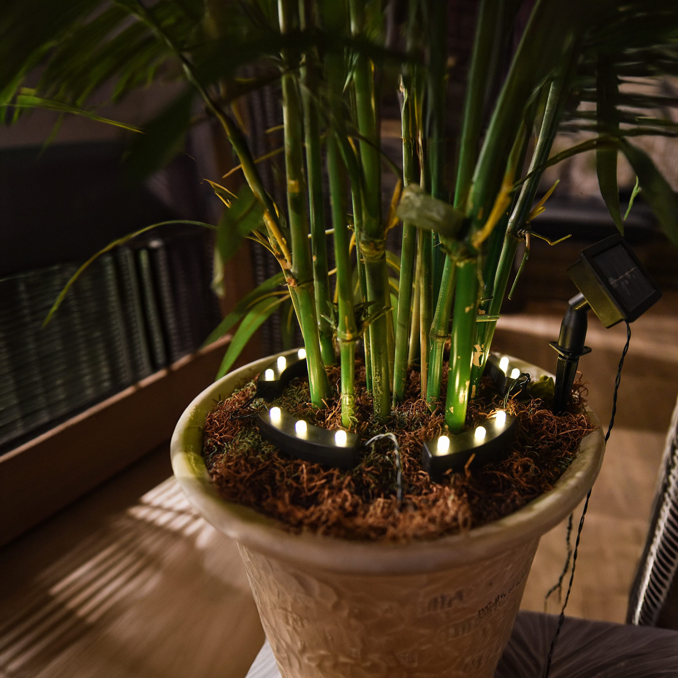 Spetebo LED Solarleuchte 5er Set Blumentopf Beleuchtung, Solar, LED fest integriert, warm-weiß, mit 8 verschiedenen Leuchtfunktionen – Bild 4 von 4