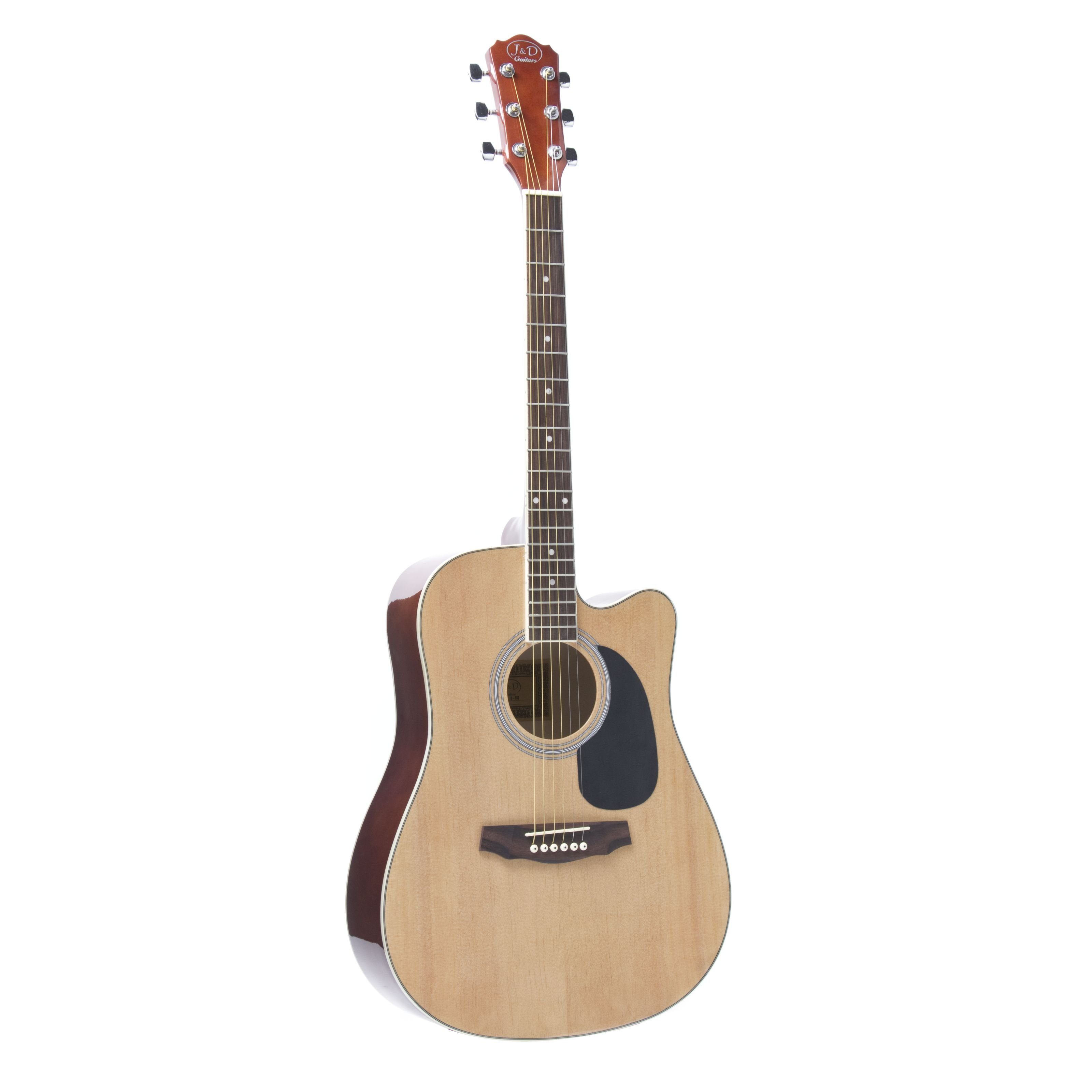 J & D Westerngitarre, D-60 NT Westerngitarre, Akustik-Gitarre für Anfänger und Einsteiger, Acoustic Guitar, Dreadnought mit Cutaway und Natural Fichtendecke, Westerngitarren, Dreadnought Gitarren, Westerngitarre, Akustik-Gitarre, Dreadnought