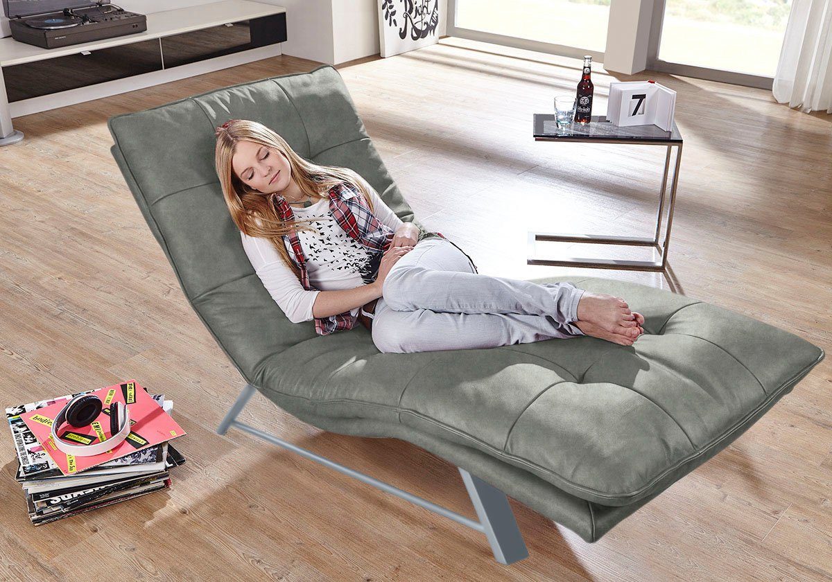 W.SCHILLIG Relaxliege daily dreams, in Waffelkissen-Optik, wahlweise mit Motor, Kufengestell, in 2 Breiten