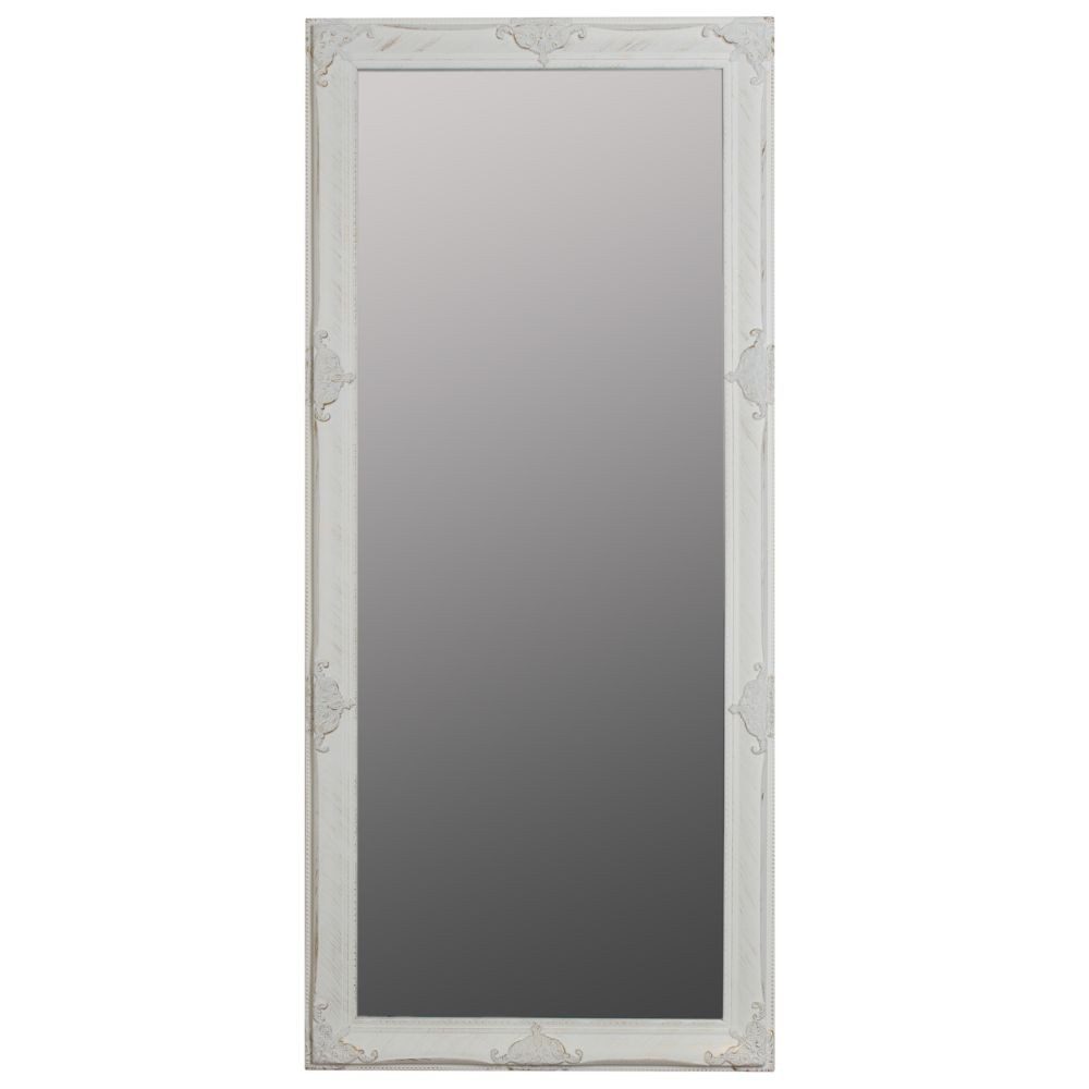LebensWohnArt Wandspiegel Stilvoller Spiegel GRANDE 162x72cm antik-weiss Barockstil Facette