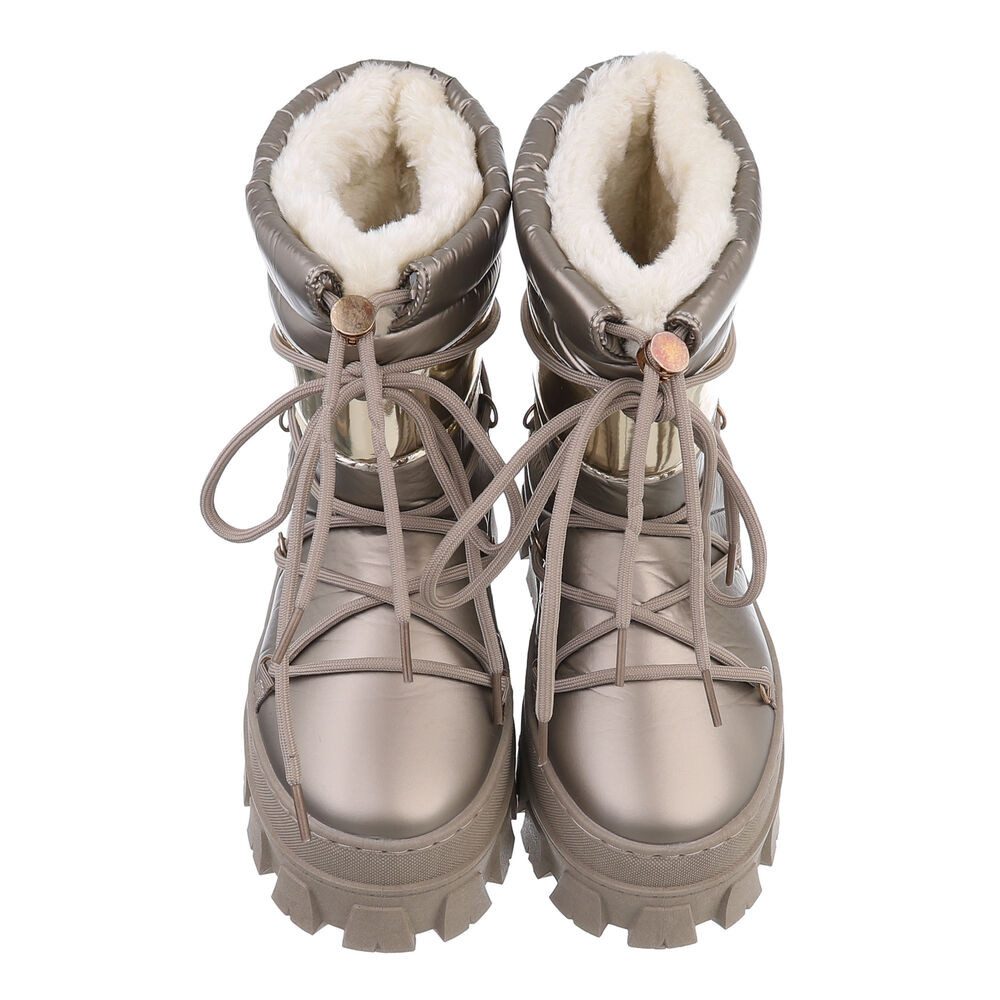 Ital-Design Damen Snowboots Freizeit Snowboots (87283952) Flach High-Heel Stiefeletten in Bronze