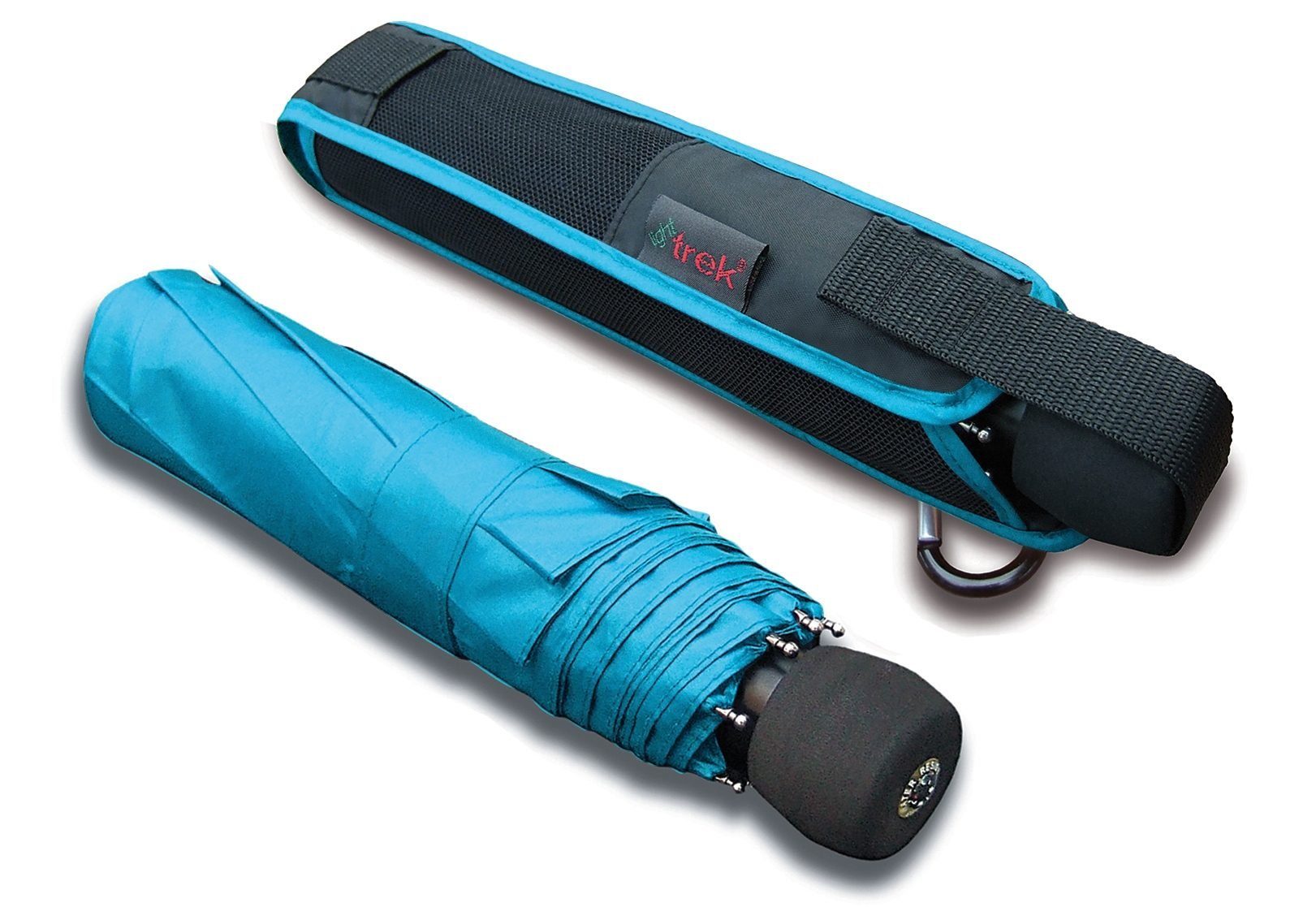 EuroSCHIRM® Taschenregenschirm light trek, mit integriertem Kompass blau