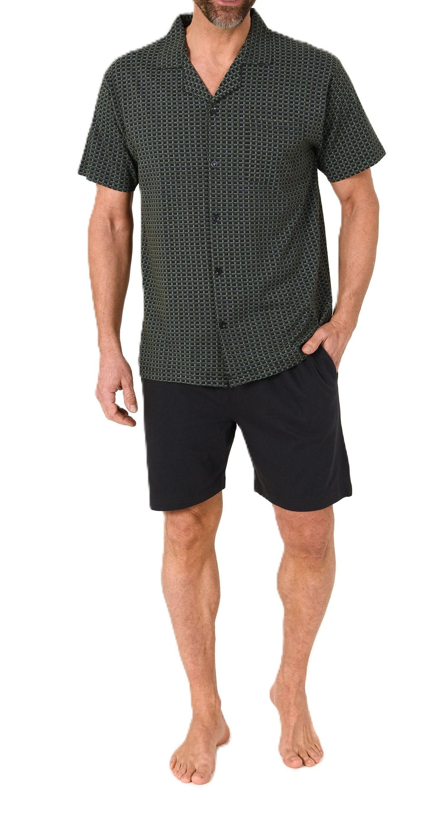 Normann Pyjama Herren kurzarm Schlafanzug Shorty Pyjama zum durchknöpfen günstig online kaufen