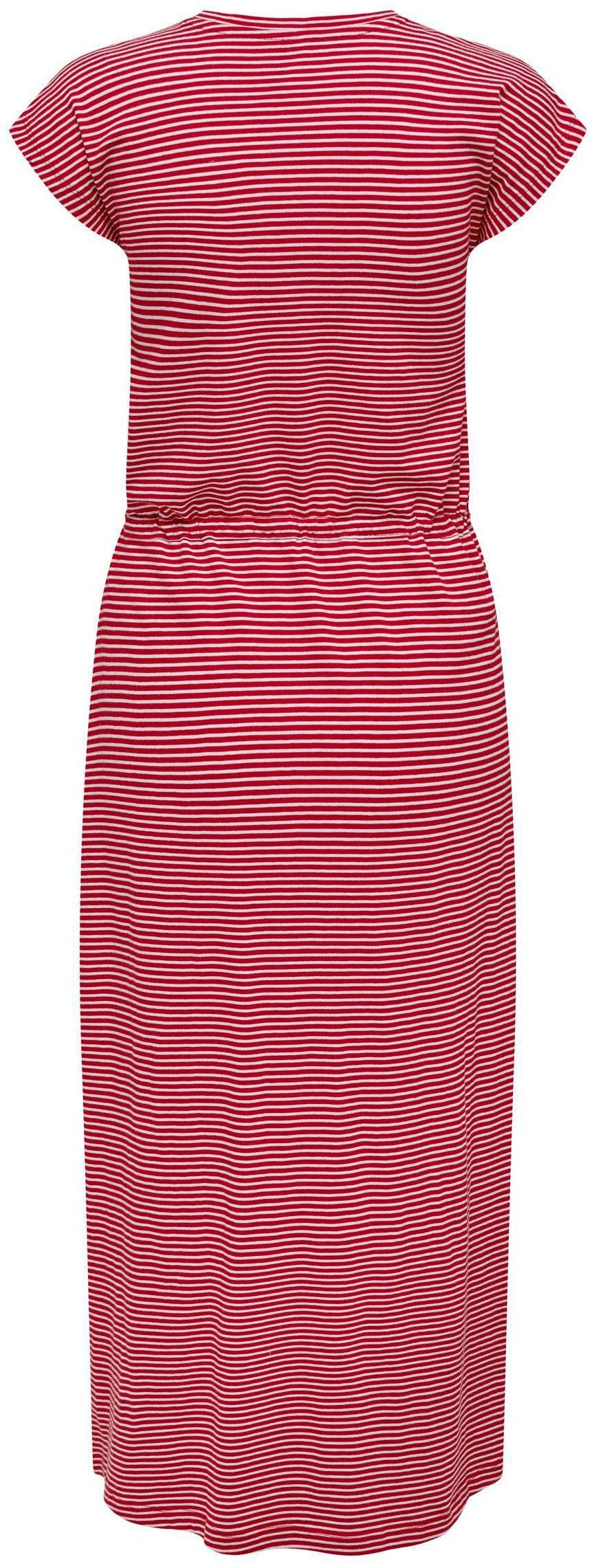 Streifen High ONLY Jerseykleid DRESS S/S Risk In MIDI STRIPE ONLMAY Optik Red Stripes