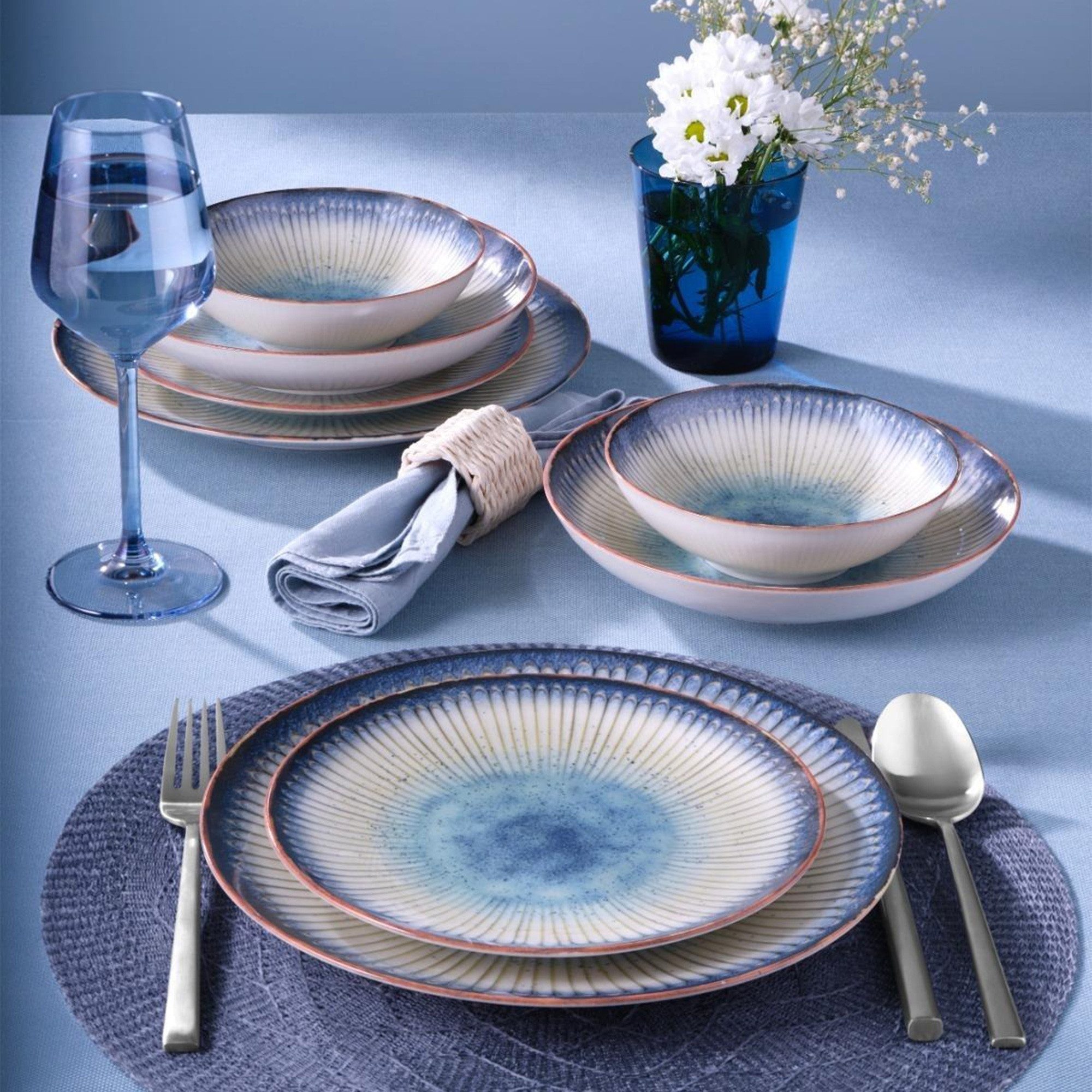 GÜRAL Porselen Tafelservice ATINA (18-tlg), 6 Personen, Porzellan, Für 6 Personen, elegantes Bone-Porzellan