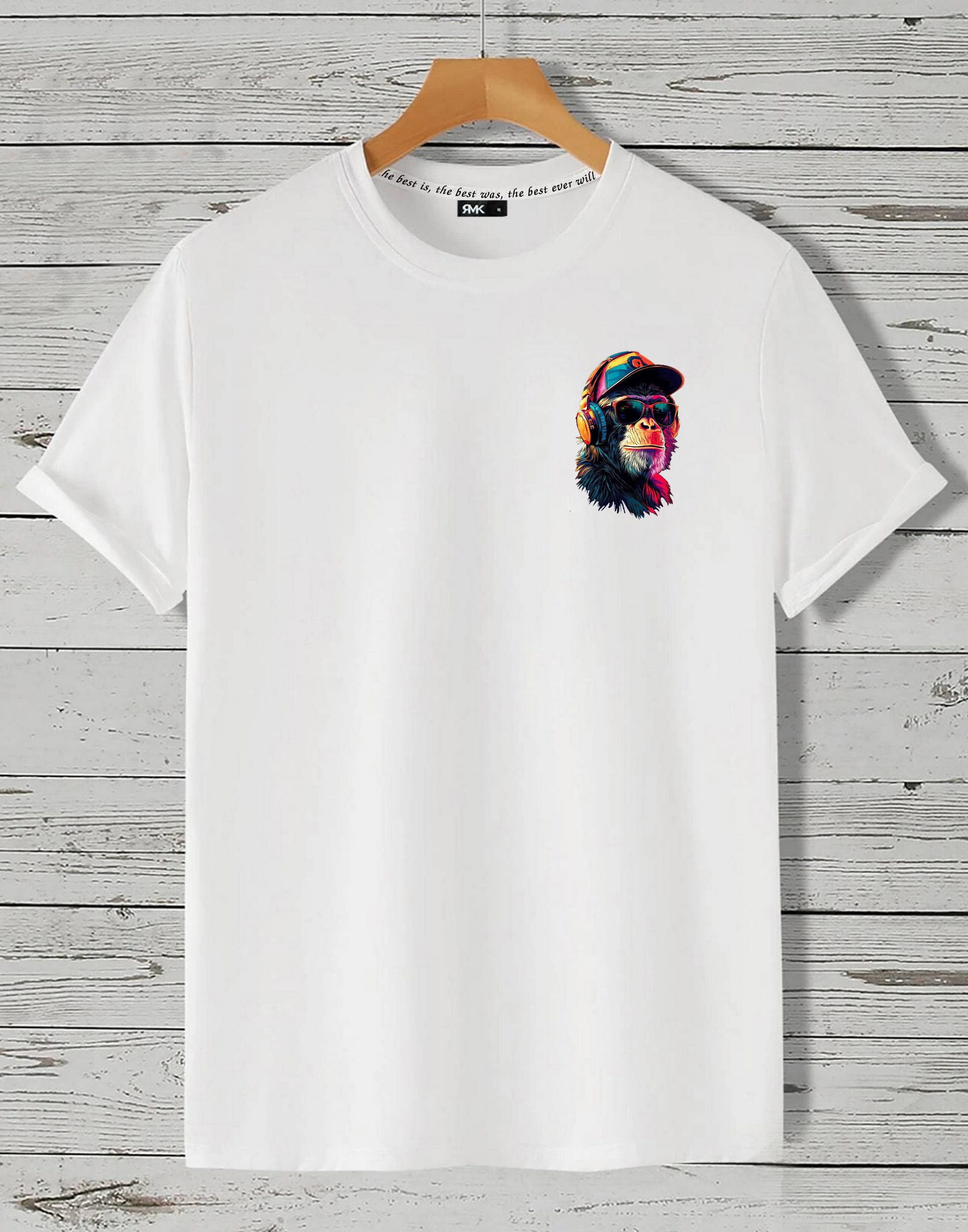 RMK T-Shirt Herren T-Shirt Basic Rundhals Schimpanse Affe DJ aus Baumwolle günstig online kaufen