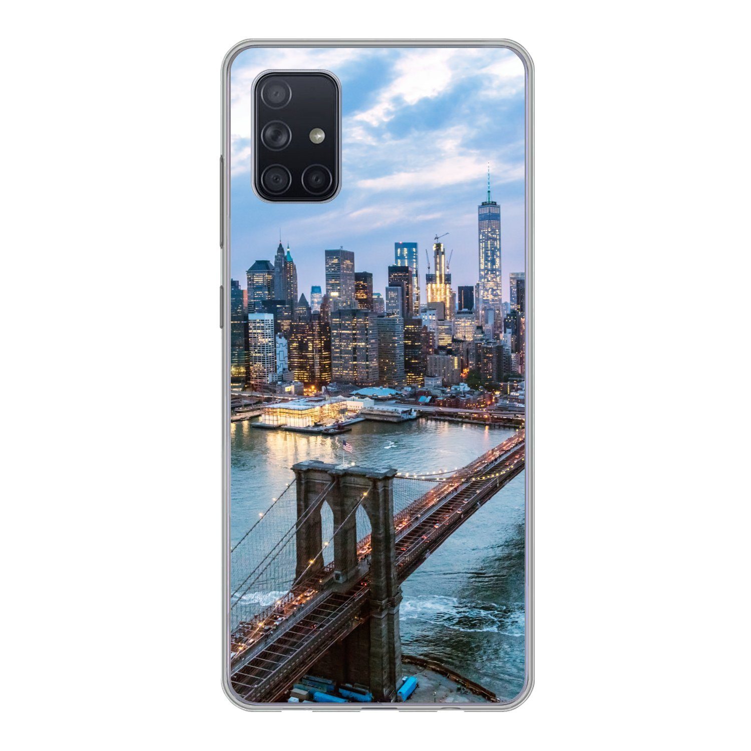 MuchoWow Handyhülle für Samsung Galaxy A71 New York - Skyline - Brücke, Phone Case, Silikon, Schutzhülle Dünn