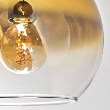 hofstein Deckenleuchte Deckenlampe aus Metall/Glas in Schwarz/Goldfarben/Klar, ohne Leuchtmittel, moderne Leuchte mit Glasschirmen (15 cm), 6 x E14, ohne Leuchtmittel