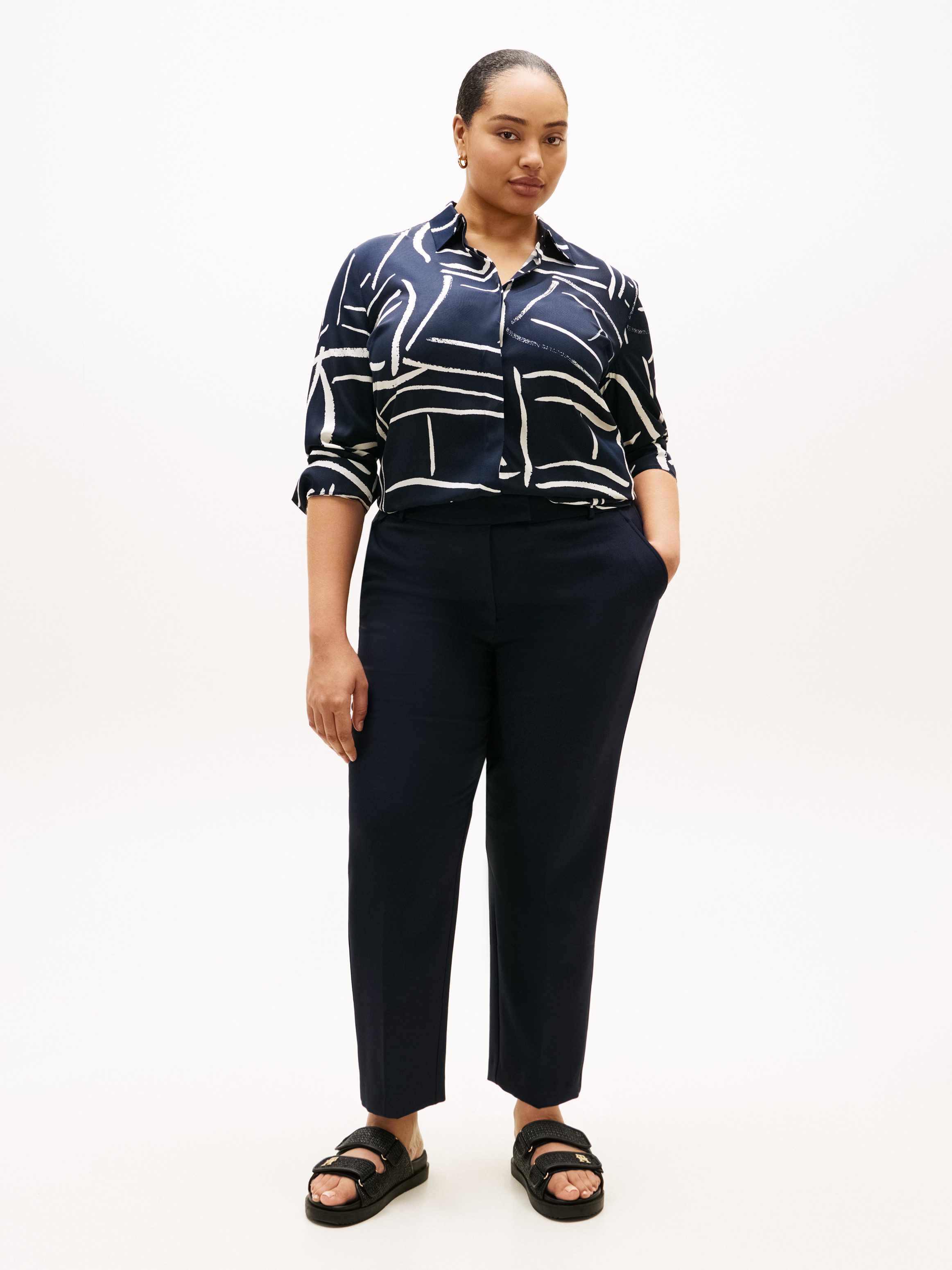 Tommy Hilfiger Curve Hemdbluse CRV VIS TWILL BUTTON UP SHIRT in großen Größen