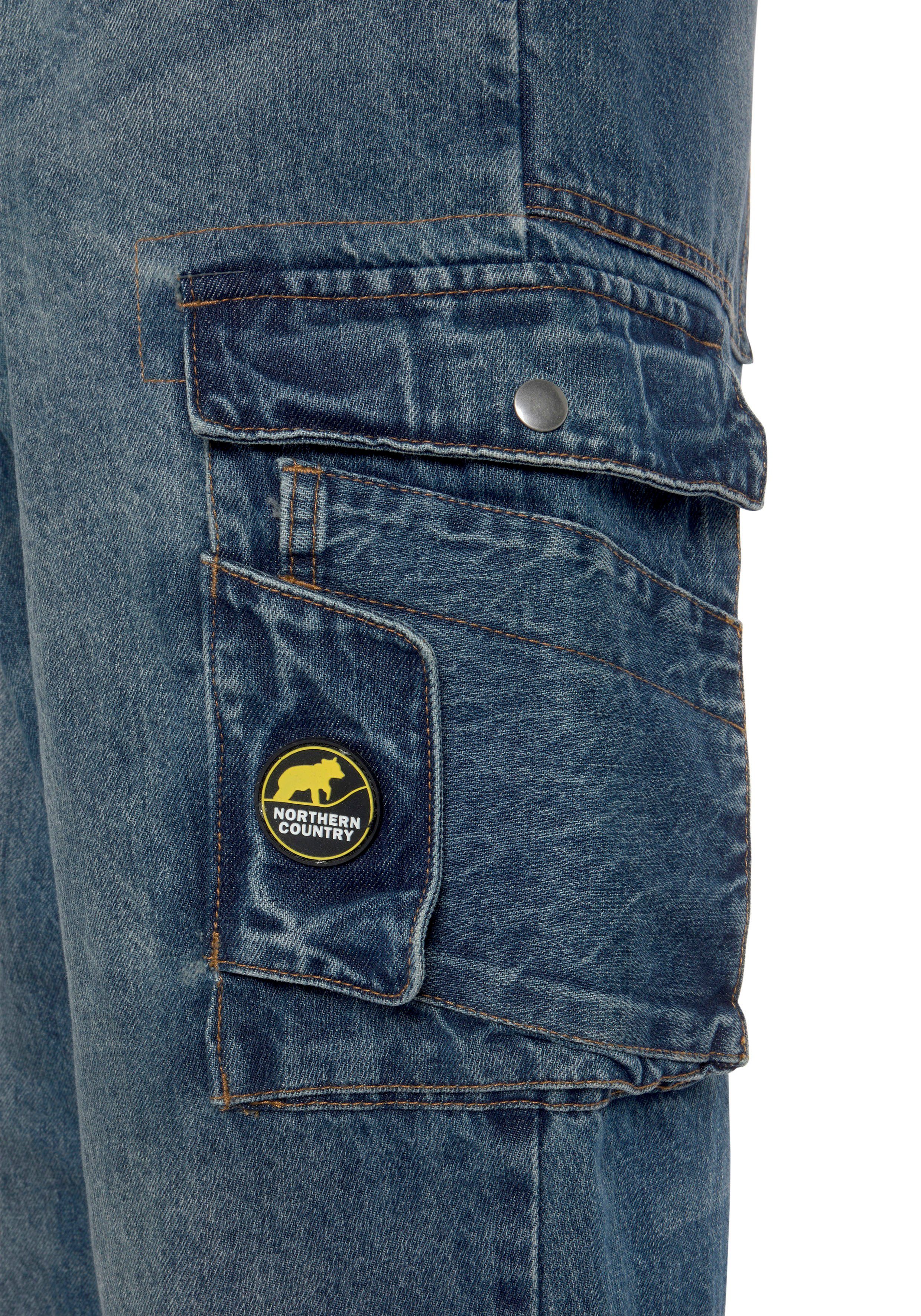 Multipocket Jeansstoff, fit) Jeans mit comfort Taschen dehnbarem praktischen Bund, Baumwolle, 9 mit (aus Country Arbeitshose 100% Northern robuster