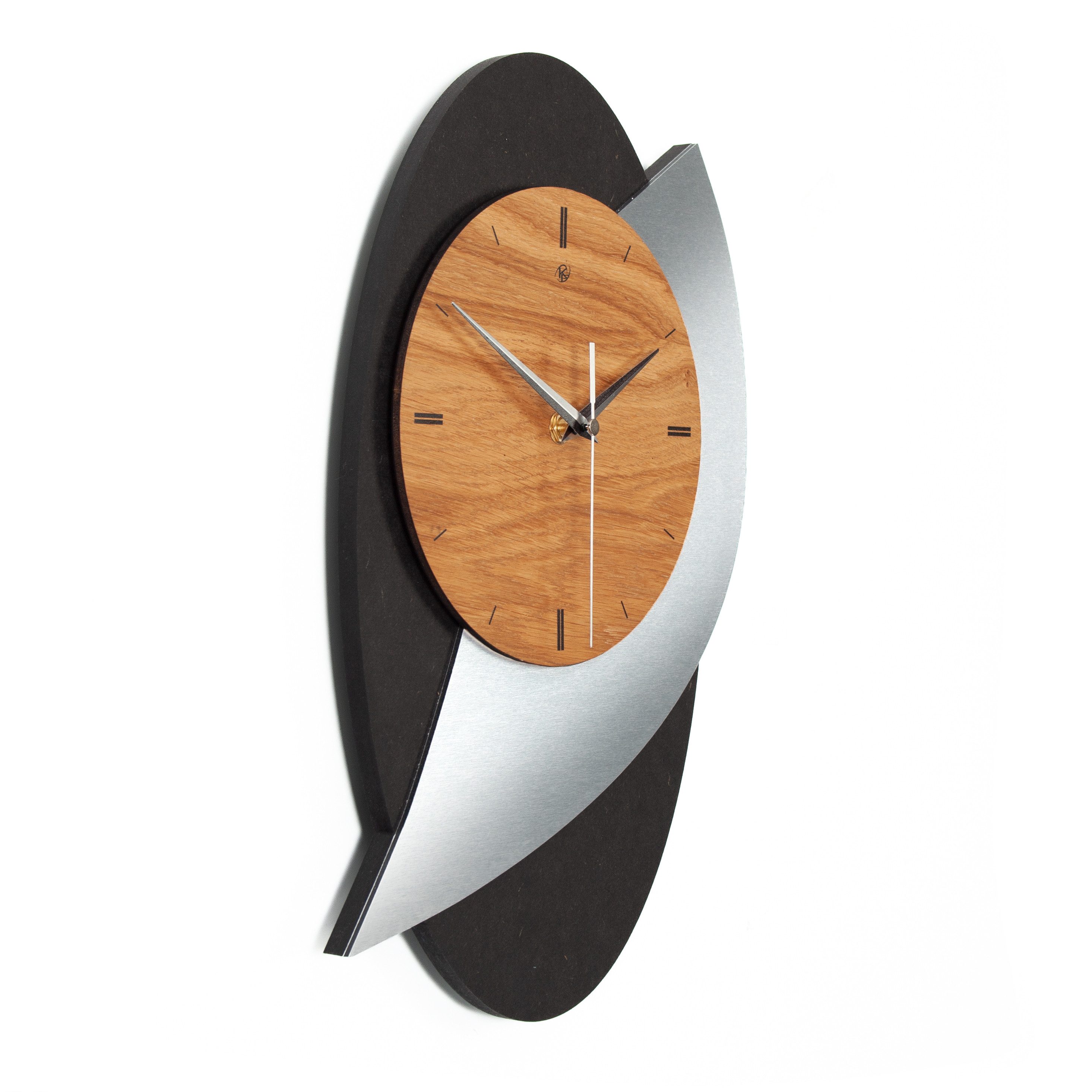 Kreative Feder Wanduhr Designer Wanduhr "Black Dome" aus Holz in modernem M günstig online kaufen