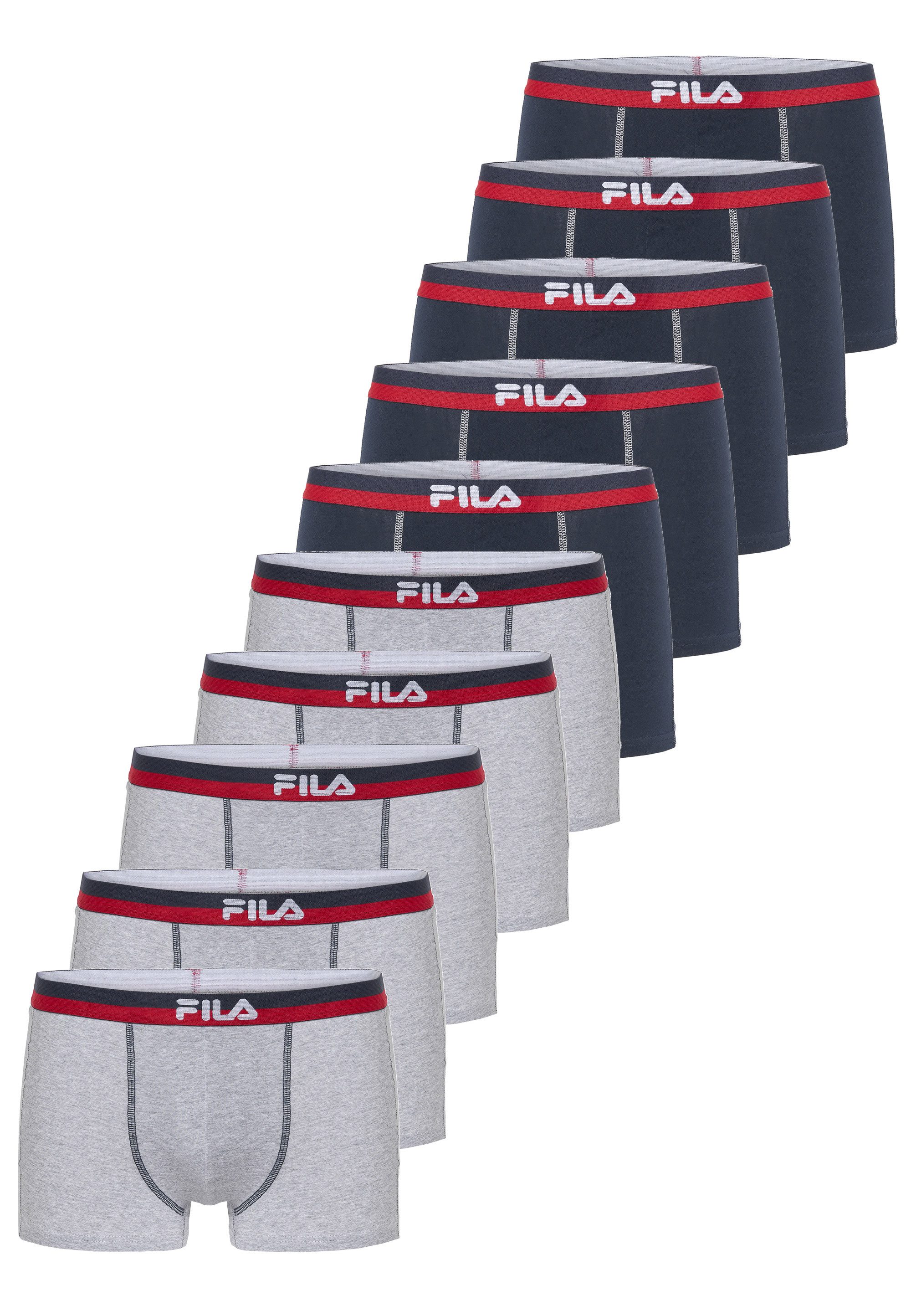 Fila Boxershorts Logo (10-St) 10er-Pack mit elastischem Bund und Logo-Aufdruck