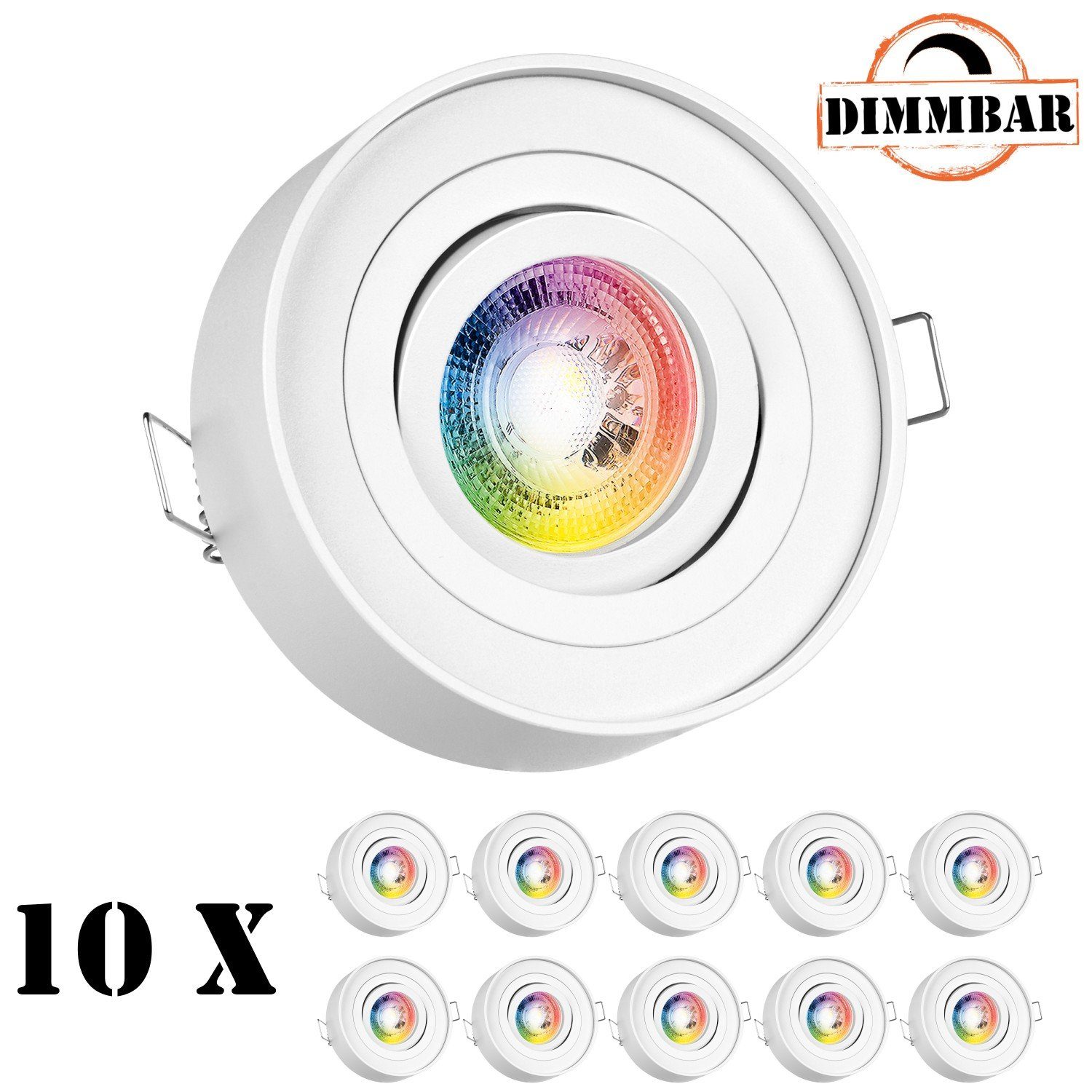 LEDANDO LED Einbaustrahler 10er RGB LED Einbaustrahler Set GU10 in weiß mit 3W LED von LEDANDO - | Strahler