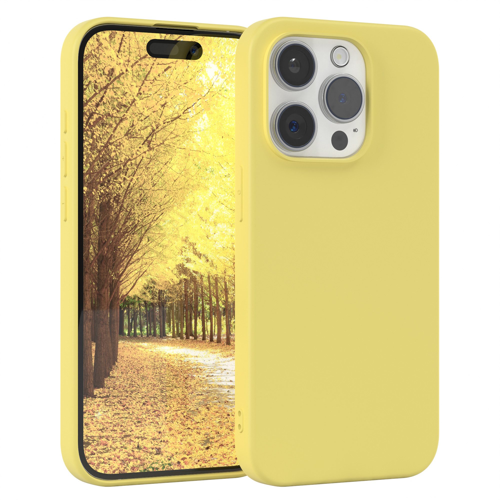 EAZY CASE Handyhülle TPU Hülle für Apple iPhone 15 Pro 6,1 Zoll, Handy Softcase stoßfest Hülle mit Kameraschutz Bumper Tpuhülle Gelb