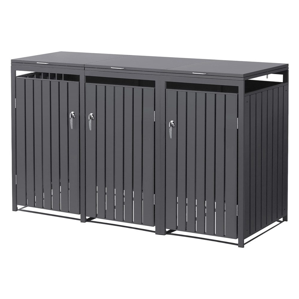 ML-DESIGN Mülltonnenbox Müllbox aus Stahl wetterfeste Mülltonnen Verkleidung Mülltonnengarage, Mülltonnencontainer mit Klappdeckel/Tür für 3 Tonne 120 oder 240 Liter