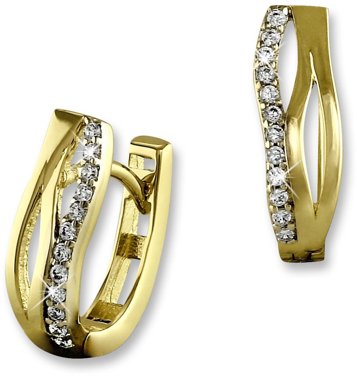 GoldDream Paar Creolen GoldDream weiß Wellen Ohrringe Zirkonia (Creolen), Damen Creolen Wellen aus 333 Gelbgold - 8 Karat, Farbe: gold, weiß