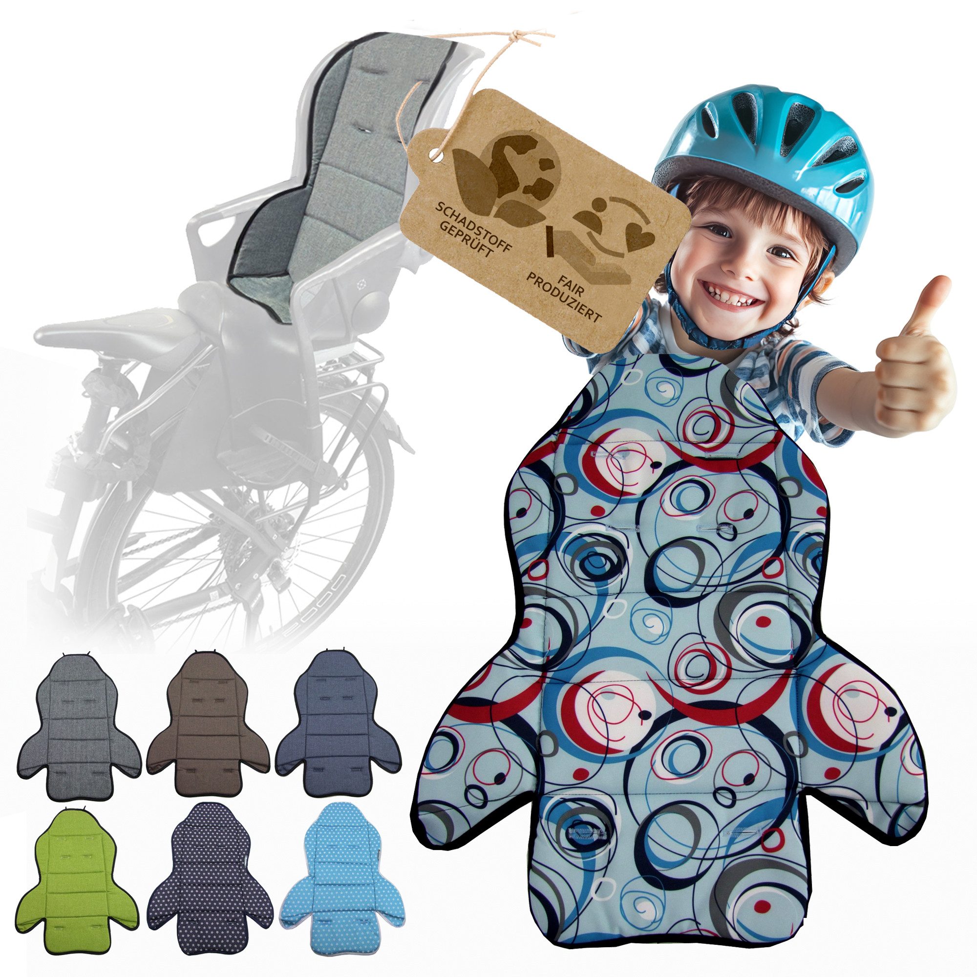 BambiniWelt by Rafael K. Fahrradkindersitz Ersatzbezug Sitzkissen für Fahrradsitz kompatibel mit Römer Jockey M3, ab: 9 Monate, bis: 5 Jahre