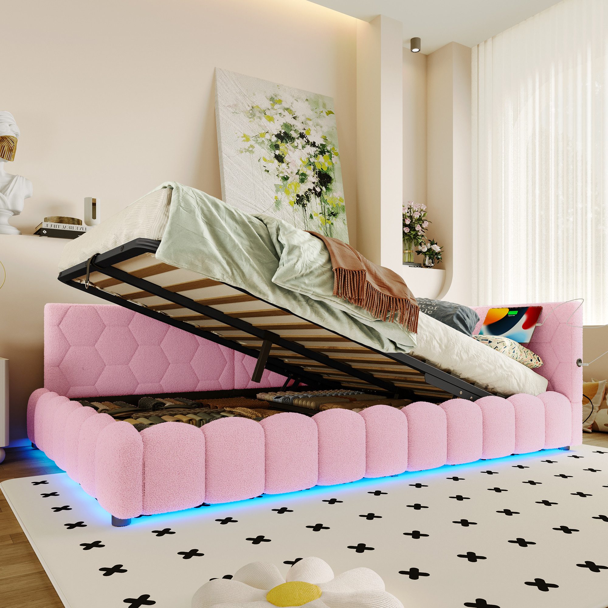 HAUSS SPOLE Schlafsofa 140x200cm mit LED-Lichtleiste, günstig online kaufen