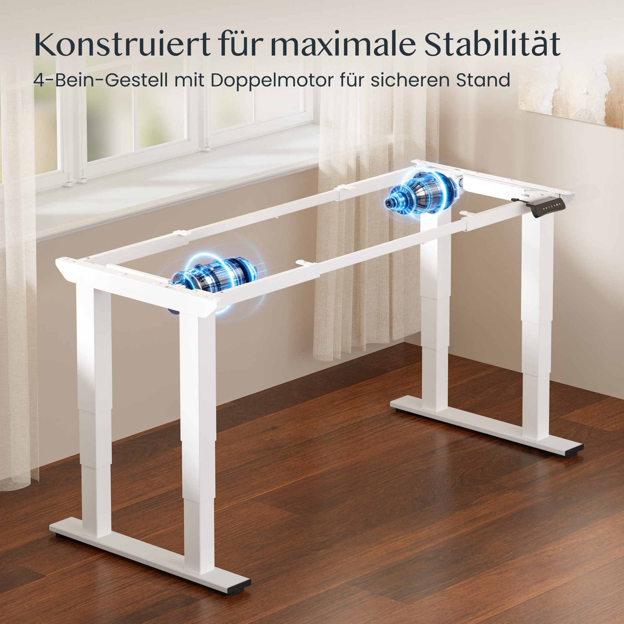 FLEXISPOT Schreibtisch Höhenverstellbarer Schreibtischgestell mit 4-Beinen (Dual-Motor, 66-131 cm höhenverstellbar, belastbar bis 250KG, USB-Anschluss und Kollisionsschutz), ideal für Büro, Homeoffice & als Esstisch nutzbar