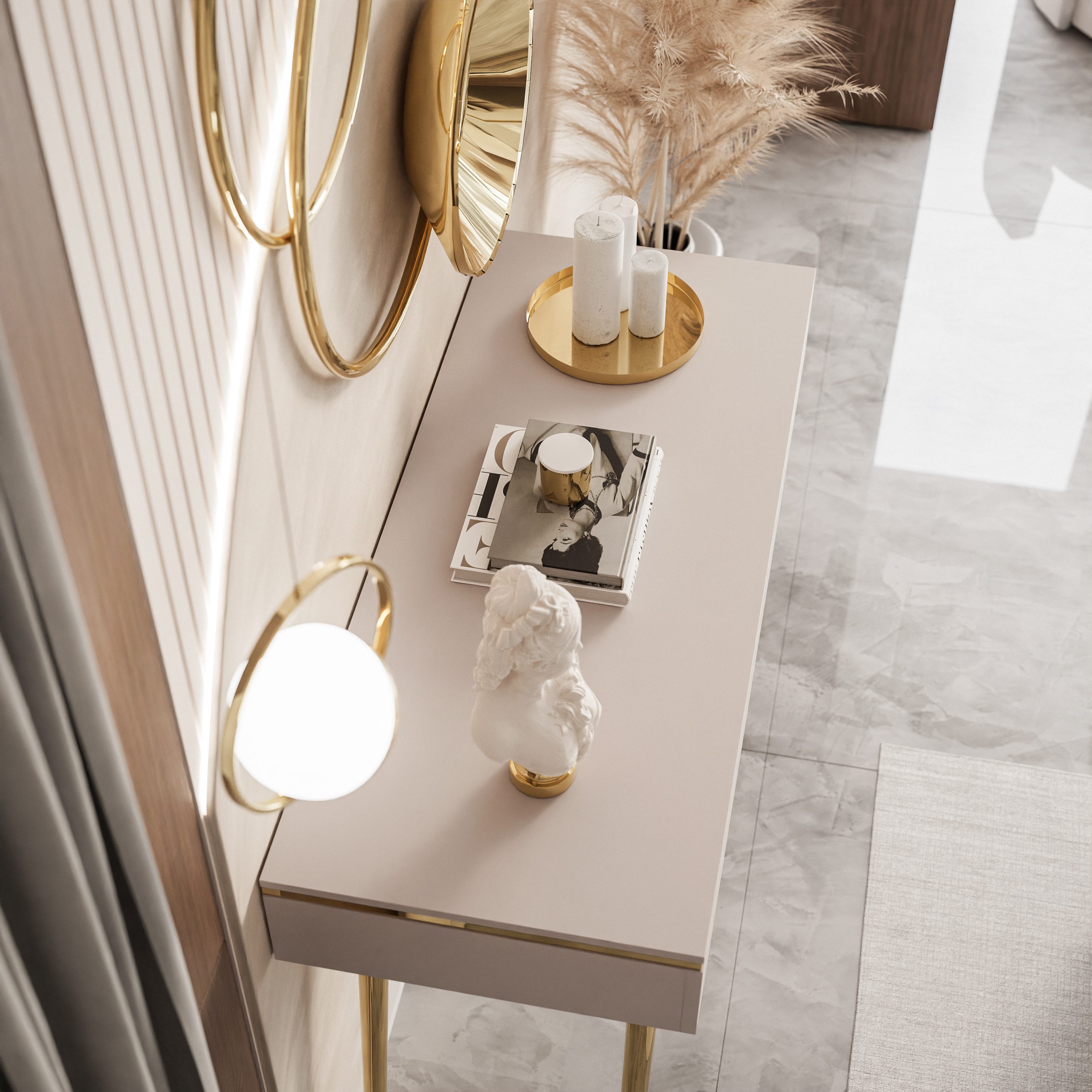 Lookway Konsolentisch AURORA-S Konsole mit Schubladen Kaschmir Stehend