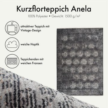 Teppich Kurzflorteppich Anela 300 Anthrazit 80 x 150 cm, Qiyano, rechteckig, Höhe: 0.5 mm