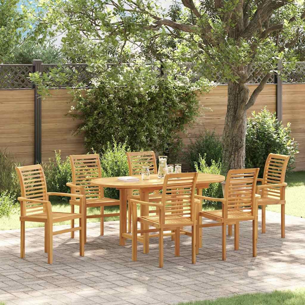 vidaXL Gartenlounge-Set Garten Essgruppe 7 Stk. Braun Massivholz, (7-tlg)