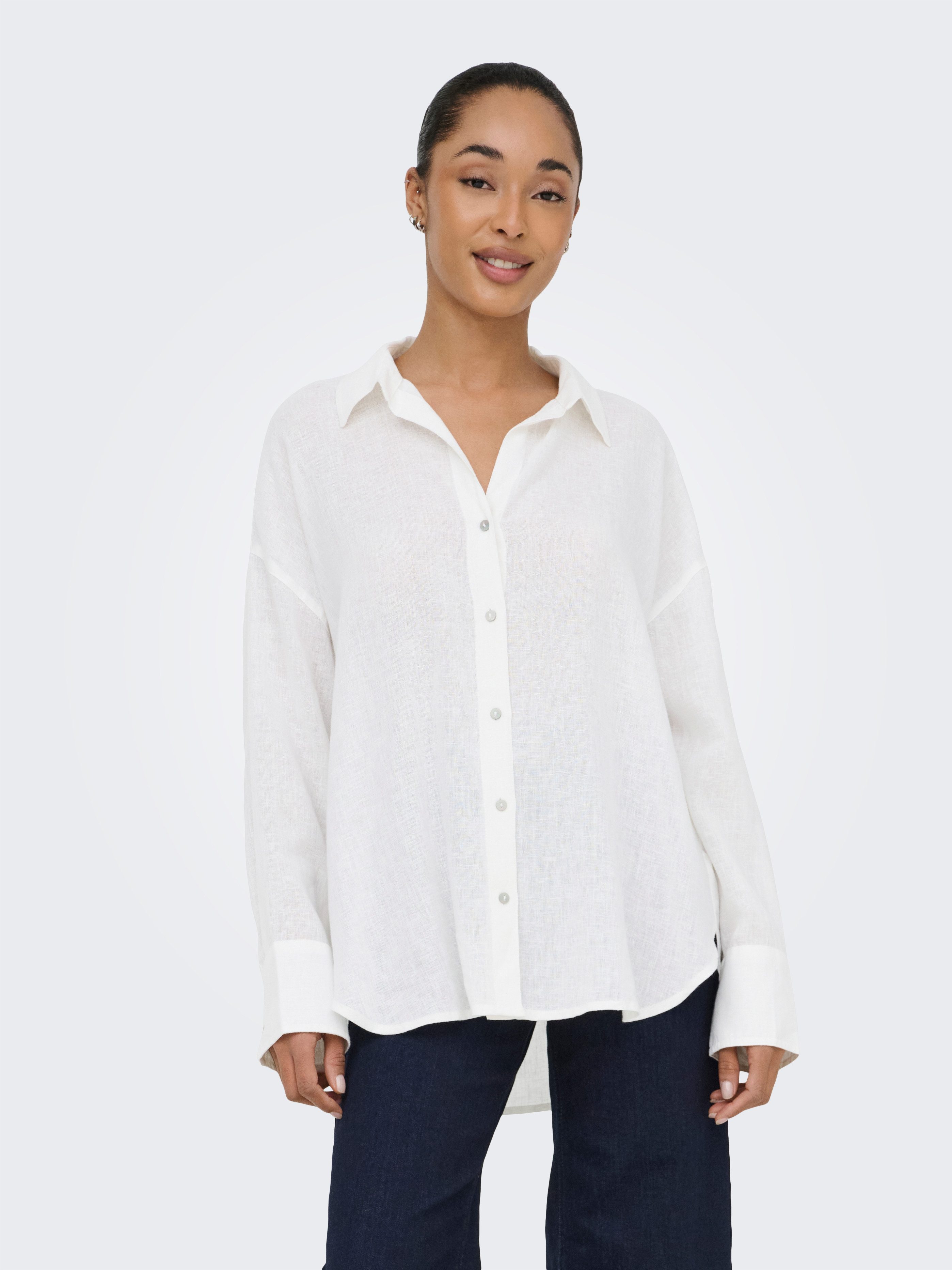ONLY Hemdbluse ONLBRUXELLES V- LS LIN BL SHIRT PNT NOOS mit Leinen günstig online kaufen