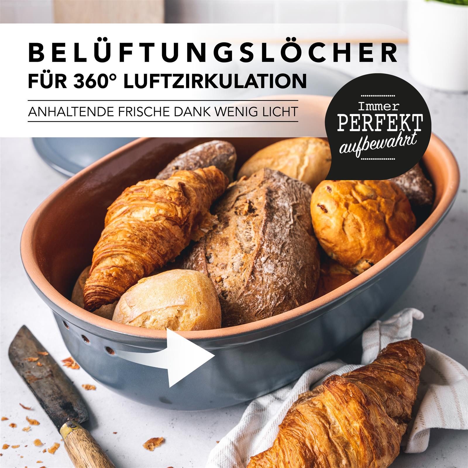 RÖMERTOPF Vorratsdose Brottopf oval MAXI 6,5 Liter - Keramik Brotkasten, Keramik, (Set), aus Naturton