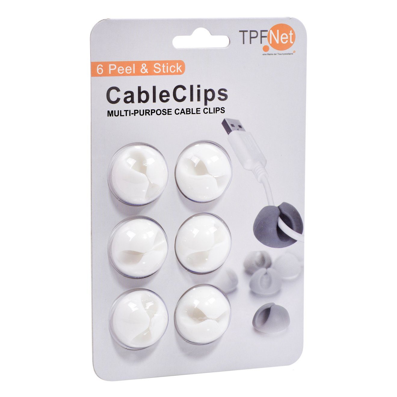 TPFNet Kabelführung CableDrop - Kabeldurchführung - Kabelclips - Kabelhalter (1-St., Kabelmanagement Cable Clip - Selbstklebend - Kabel Organizer Set), für Schreibtisch, Netzkabel, USB Ladekabel usw. verschiedene Farben