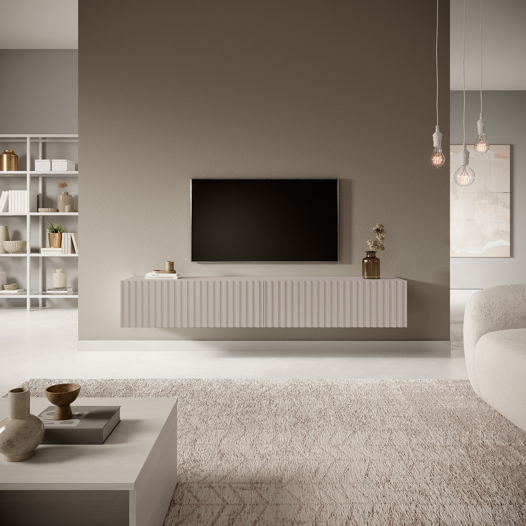 Selsey TV-Schrank TELIRE Hängend mit 2 grifflosen Lamellenfronten, 175 cm günstig online kaufen