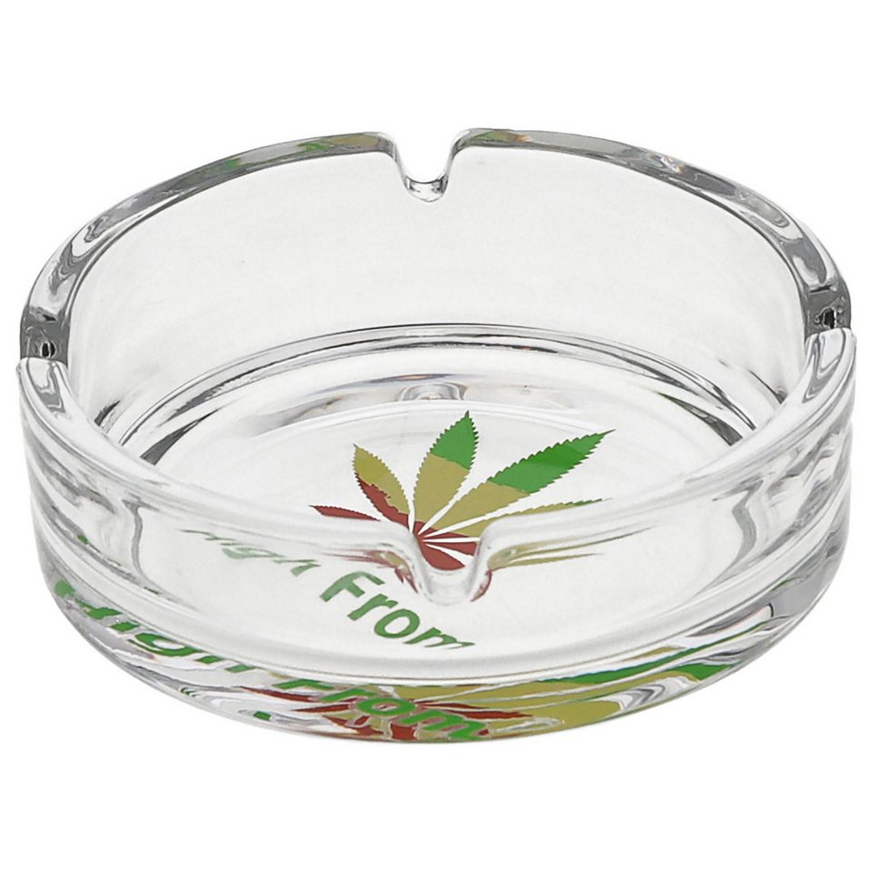 CEPEWA Aschenbecher Glasaschenbecher 'HighFrom' 6er Set Ø10cm Glas stapelbar Cannabis