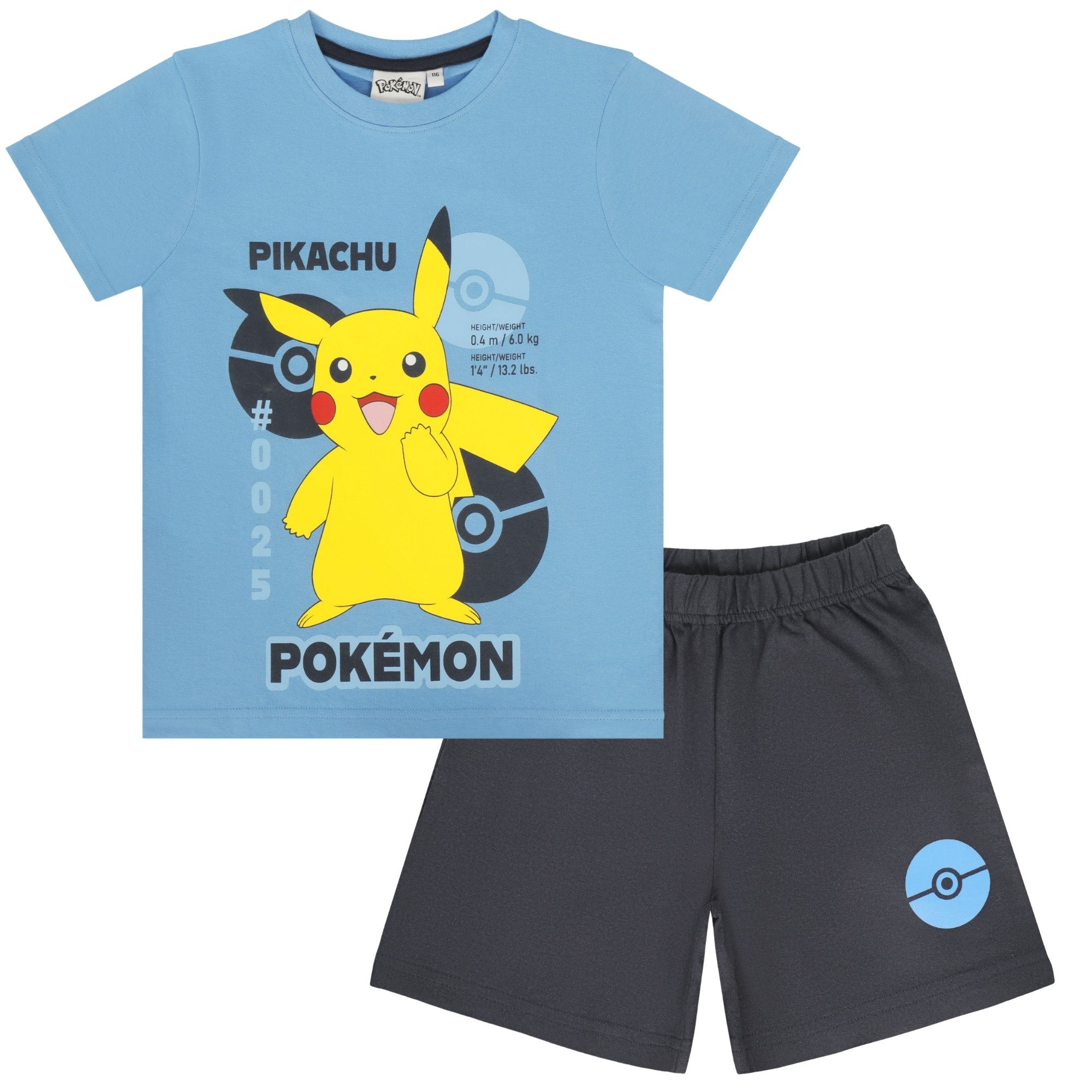 POKEMON JUEGO DE CARTAS Schlafanzug Pokemon Pyjama, kurzer Schlafanzug, Jungen oder Mädchen
