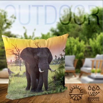 Kissenbezug, VOID (1 Stück), Sofa-Kissen Elefant Sonnenuntergang Kissenbezug Elefant Afrika Safari Dschungel Zoo Dickhäu