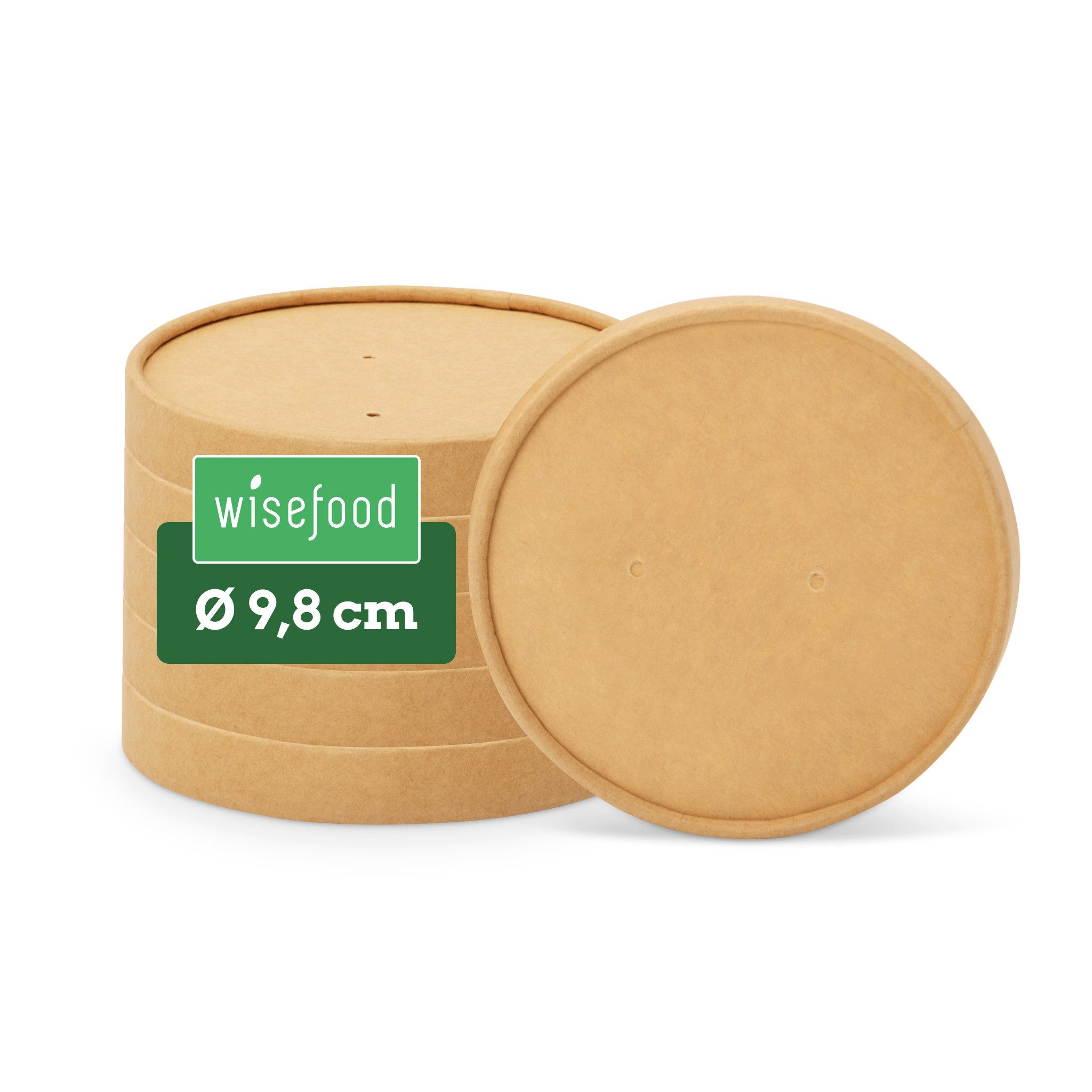 wisefood Einweggeschirr-Set 50-tlg., Bio-Pappdeckel für 200, 300 & 400 ml (50-tlg), Papier