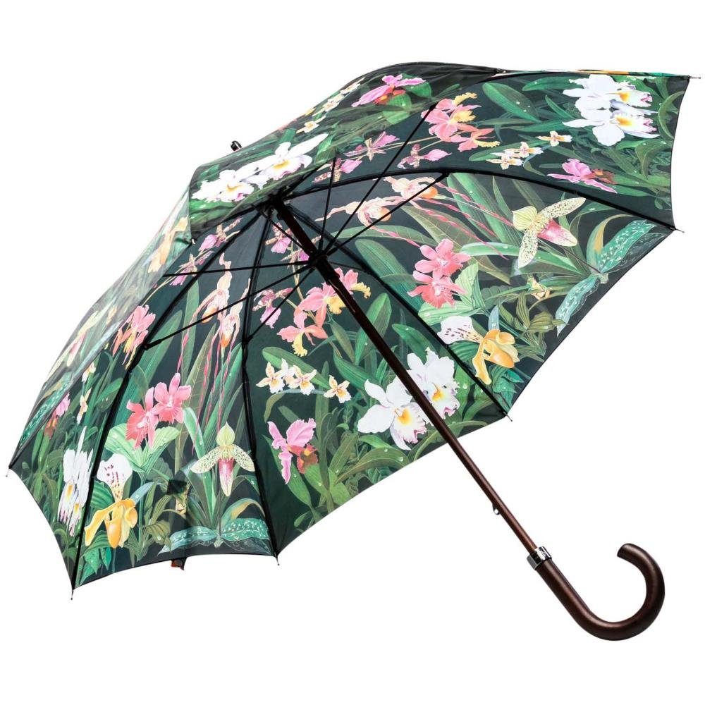 Luckyweather not just any other day Stockregenschirm Regenschirm Motiv ORCHIDEE Holzstock