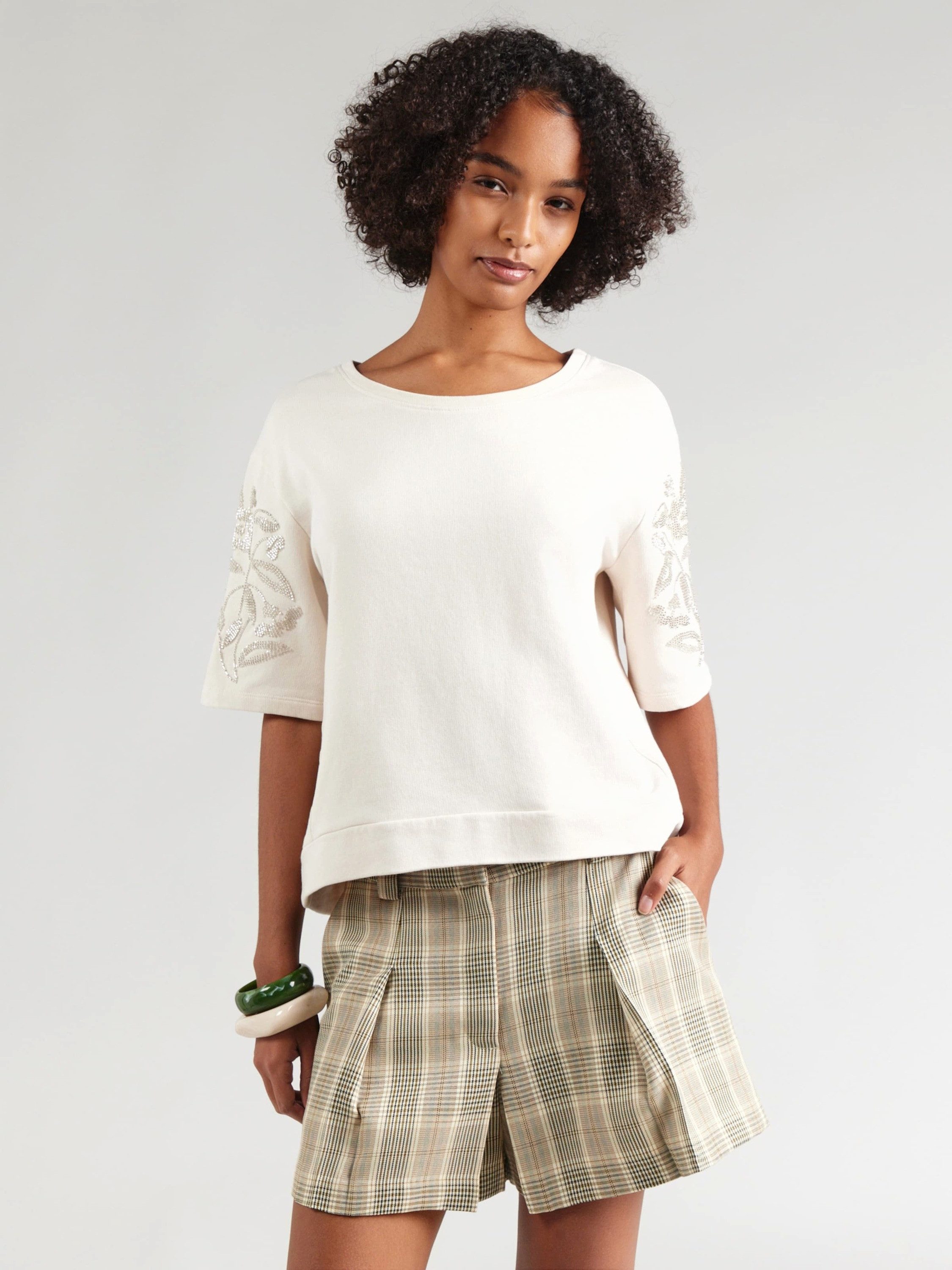 Monari Sweatshirt (1-tlg) Stickerei