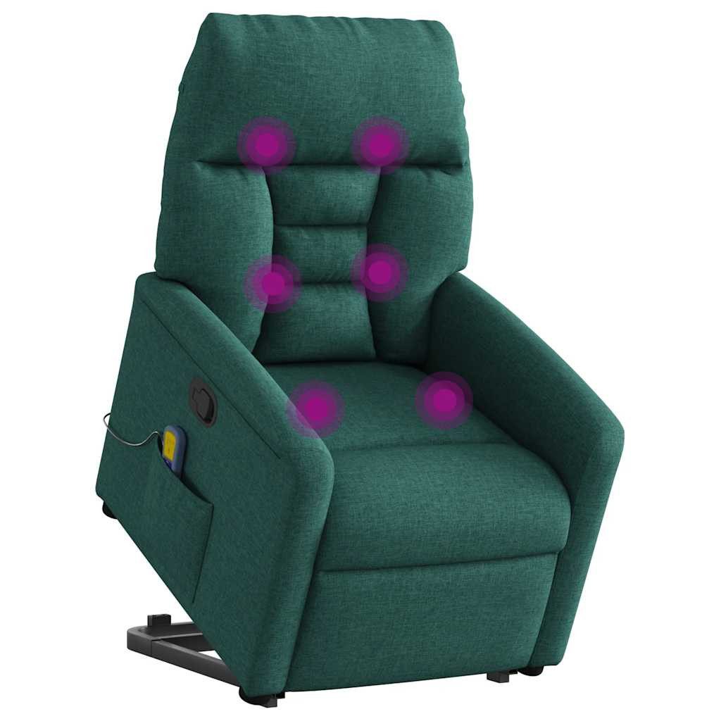 vidaXL Sessel Massagesessel mit Aufstehhilfe Dunkelgrün Stoff (1-St)