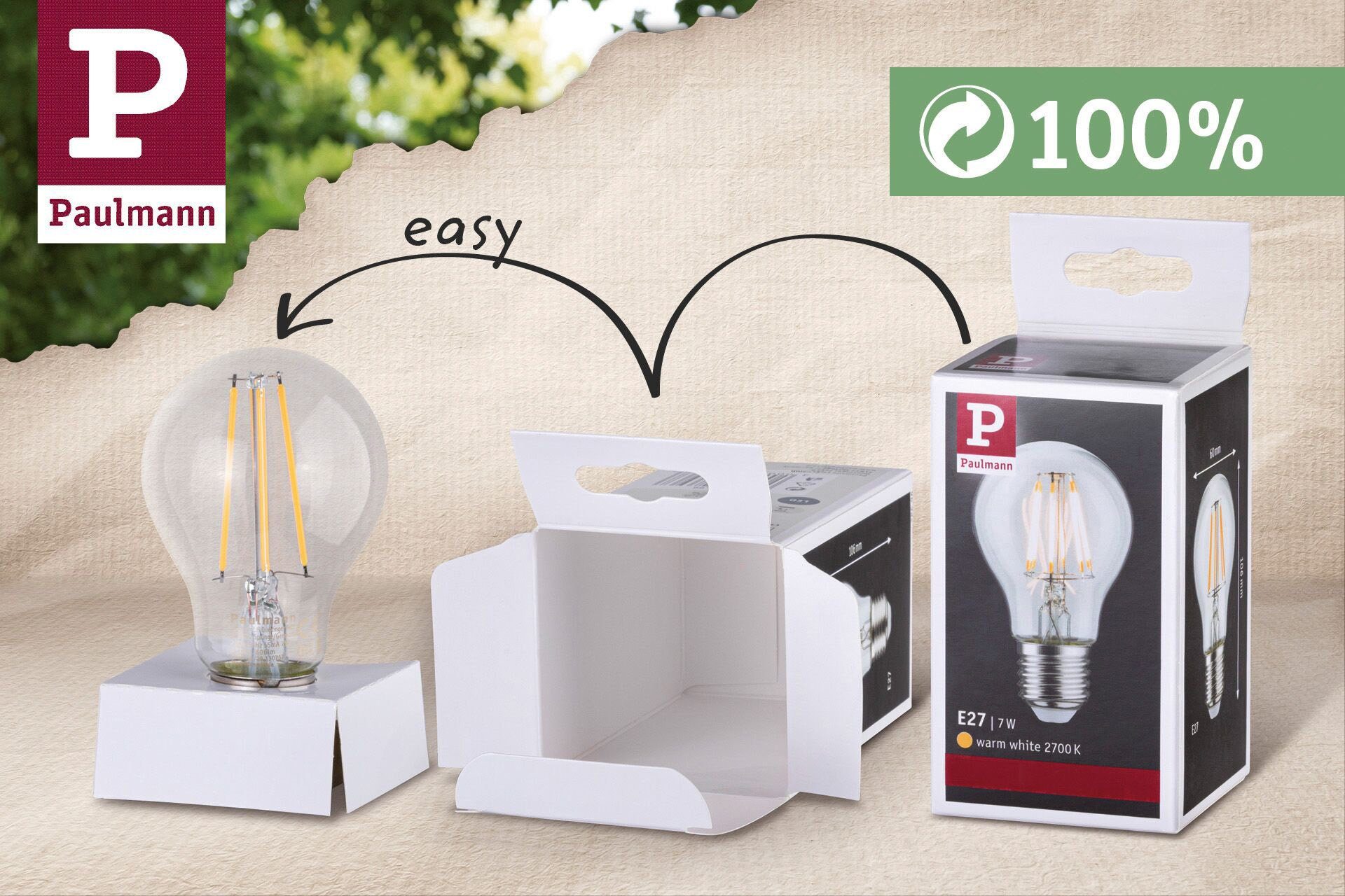Paulmann LED-Filament 3er Pack 9W E27 2700K klar dimmbar, E27, 3 St., Warmweiß