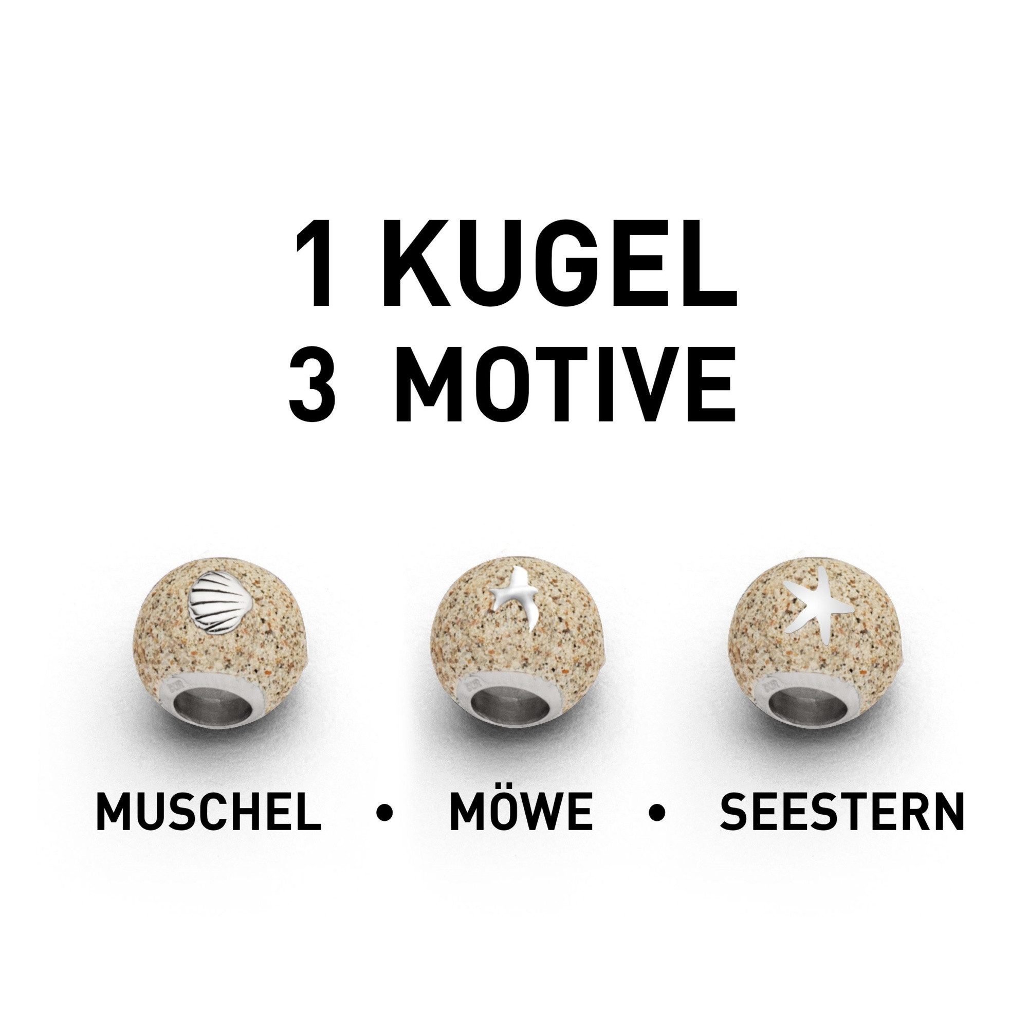 DUR Bead Maritim P3192 – "Strandsand" Muschel, Möwe & Seestern, Ø 11 mm