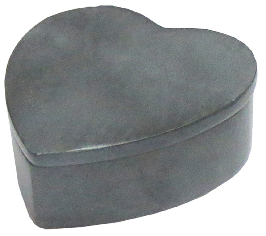 WORU Dekokiste Handgefertigte Herzschatulle aus Speckstein – Grau, 9,5 cm (1 St)