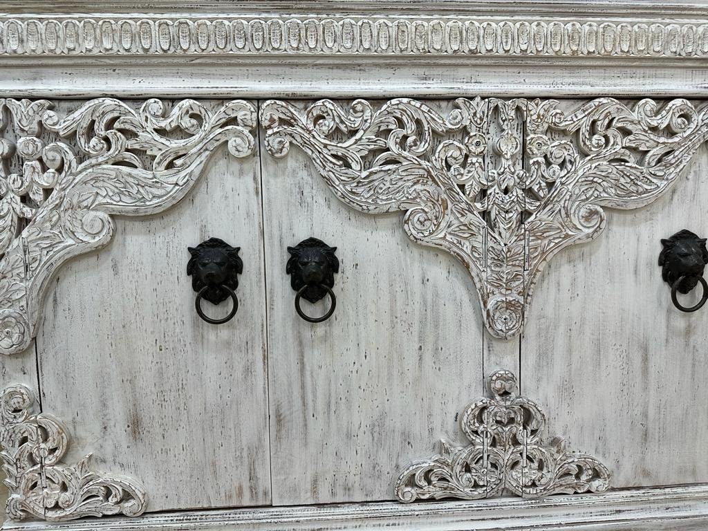 Zarina Oriental Galerie Unterschrank 180 Handarbeit Weißes cm Indien Konsole Sideboard