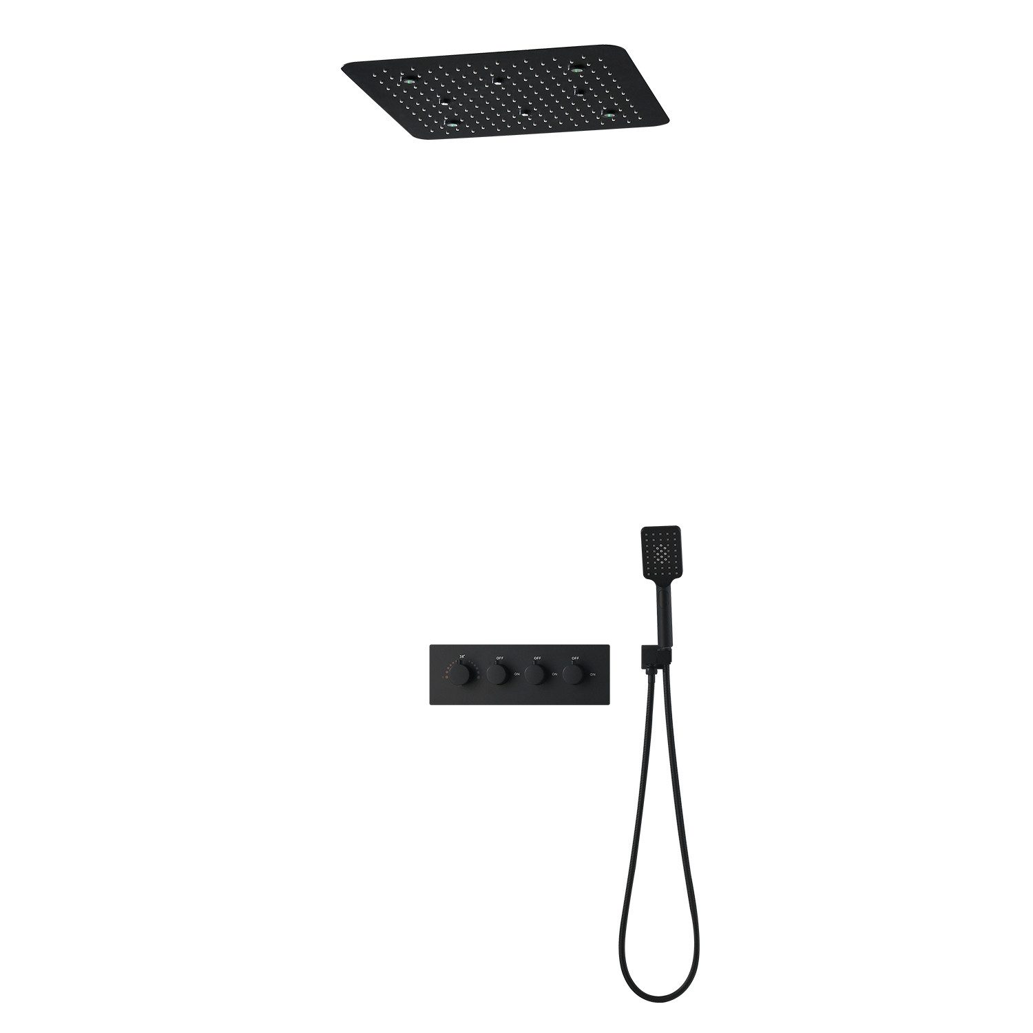 Oihpaw Duschsystem multifunktionales LED Thermostat Brauseset, günstig online kaufen